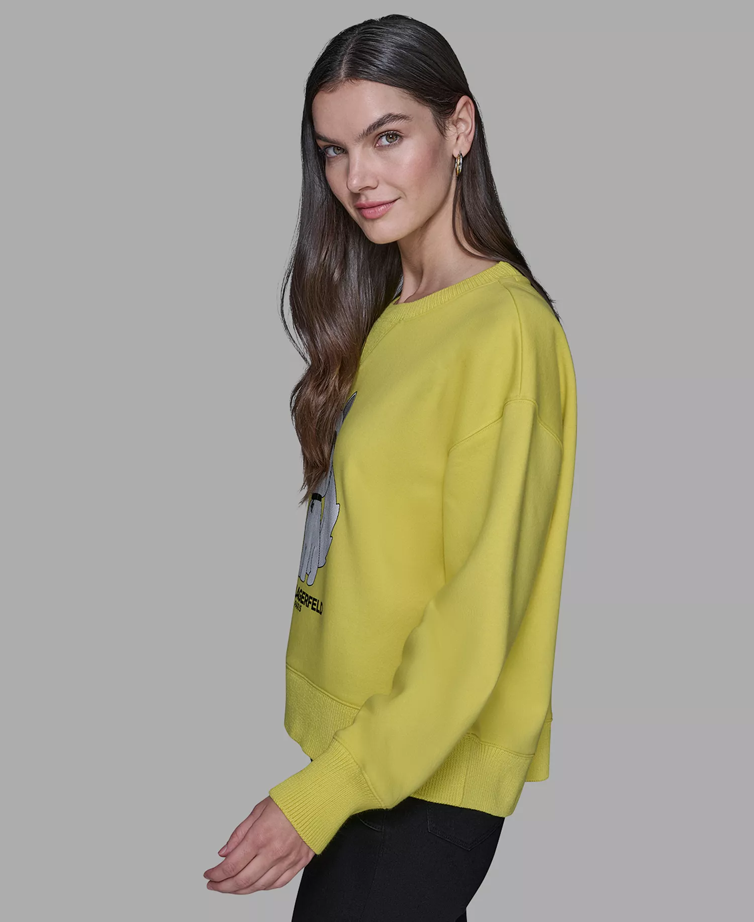 Petite Crewneck Long-Sleeve Knit Sweater - Lime - P/L