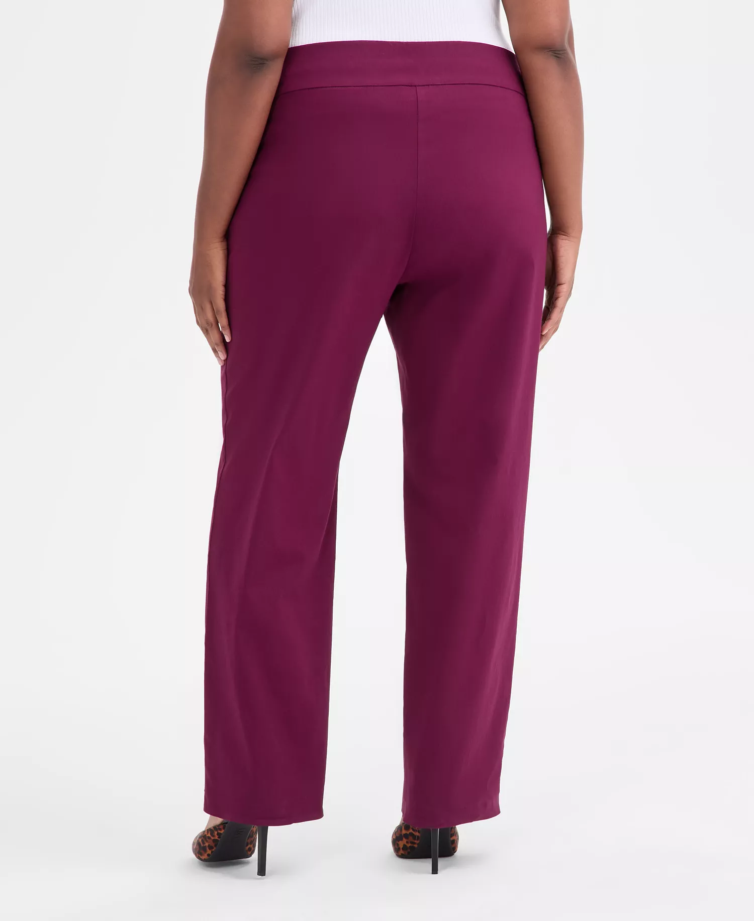 Women's Tummy-Control Pull-On Straight-Leg Pants, Created for Macy's - Berried Treasure - 0