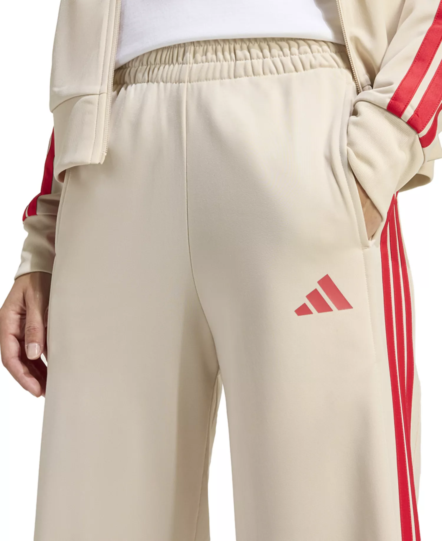 Women's 3-Stripes Fashion Sportswear Track Pants - Crystal Linen/pure Ruby - L