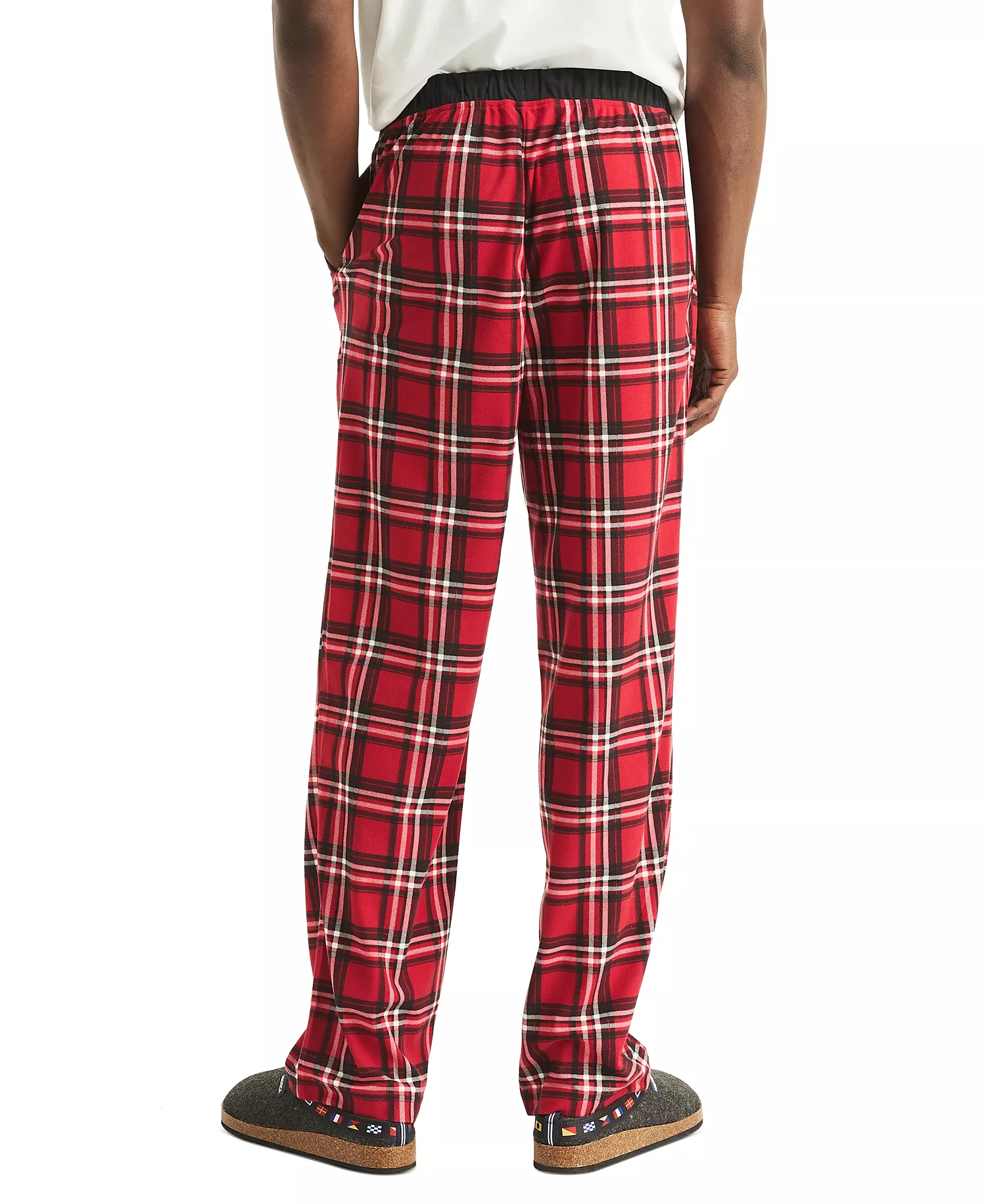 Men's Classic-Fit Plaid Fleece Pajama Pants - Sail White - L