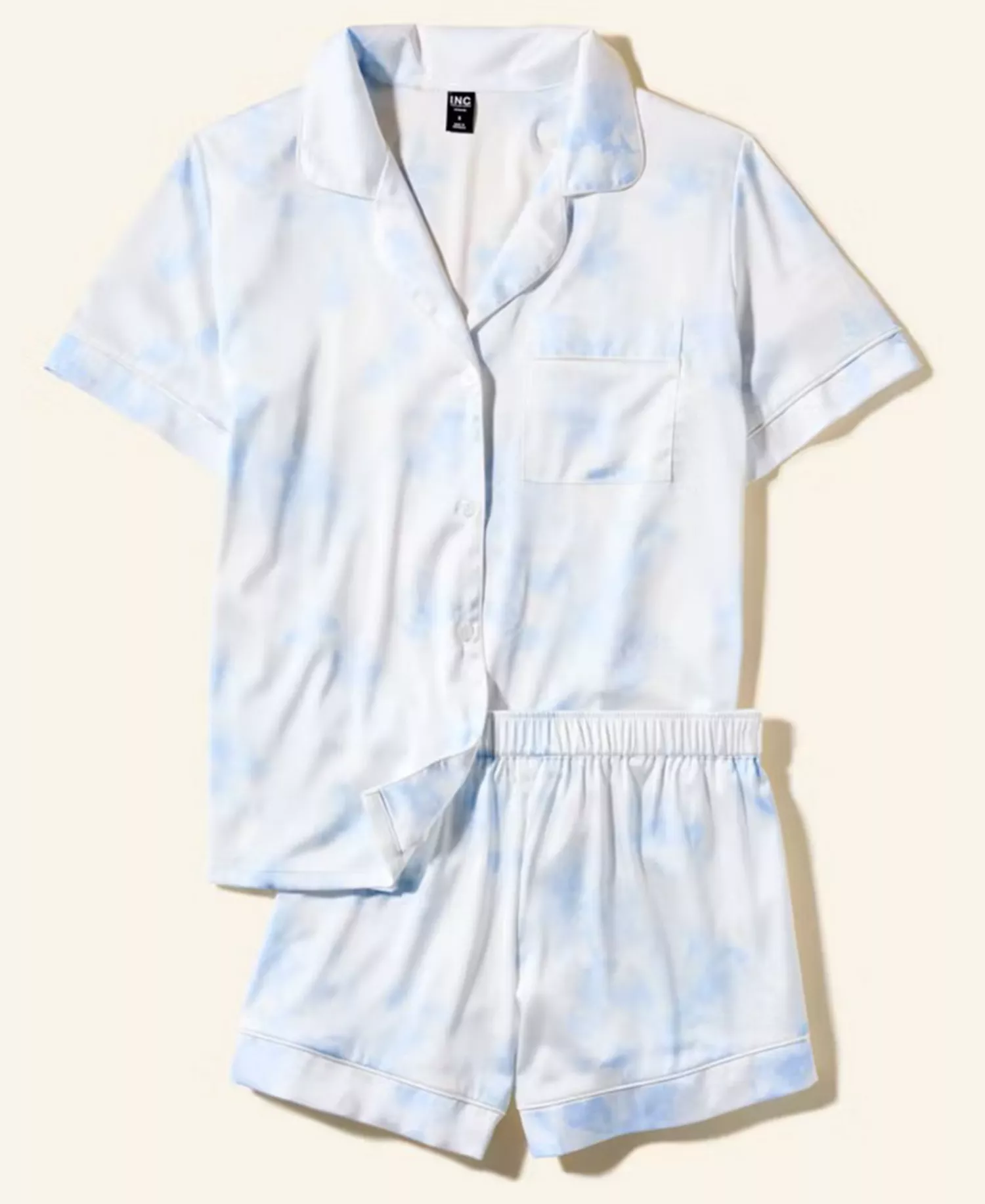 Women's Stretch Satin Short-Sleeve Pajama Set, Exclusively at Macy's - Amira Blooms - L