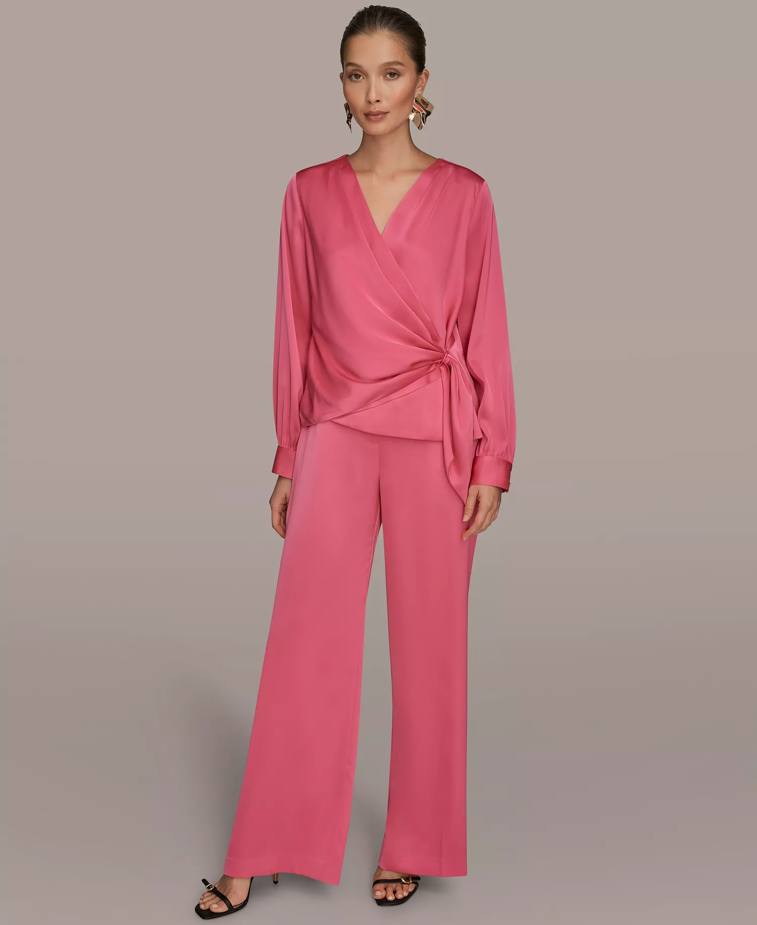 Women's Faux Wrap Long Sleeve Top - Bimini - M