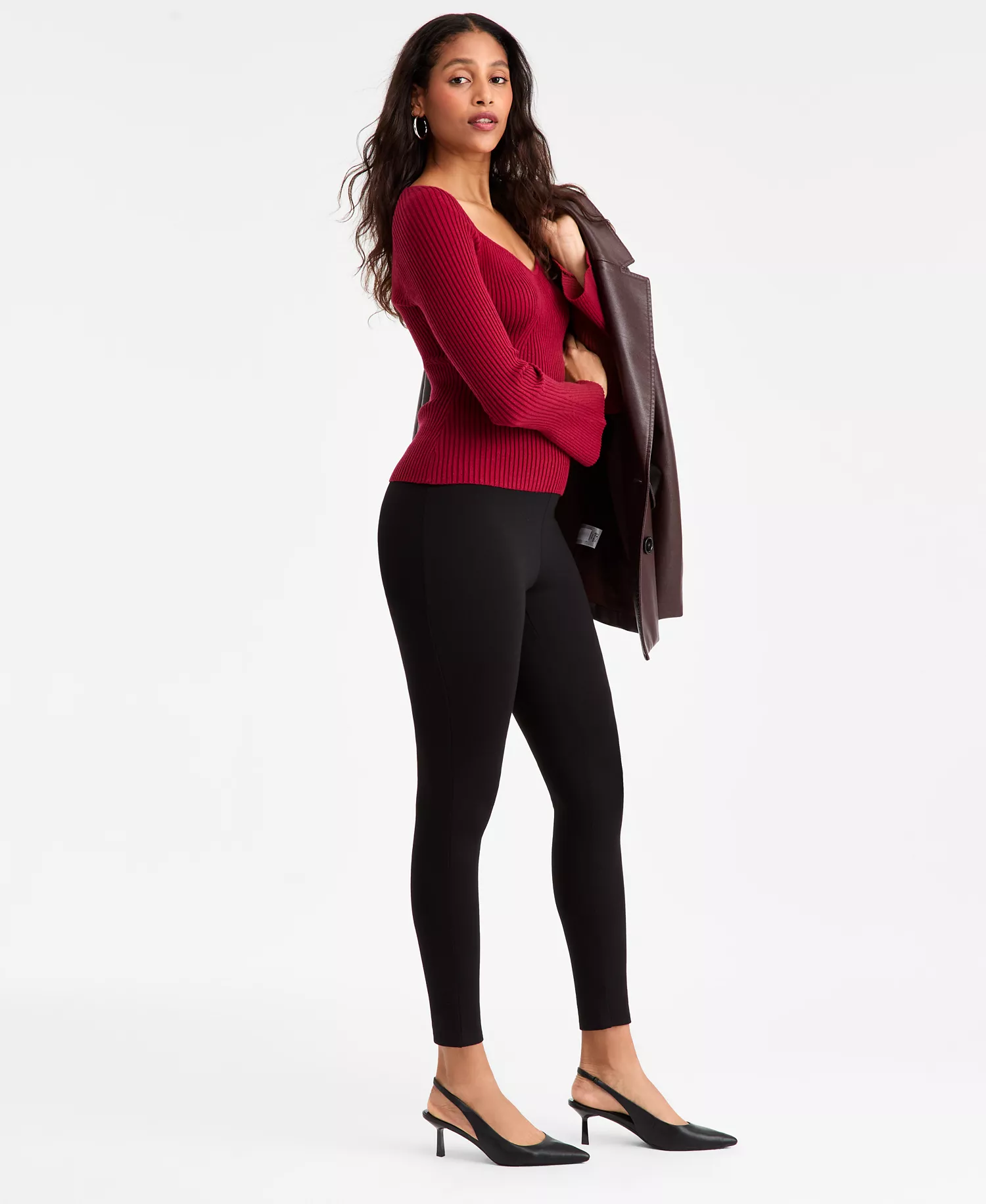 Women's Skinny Pull-On Leggings, Macy's Exclusive - Deep Black - S