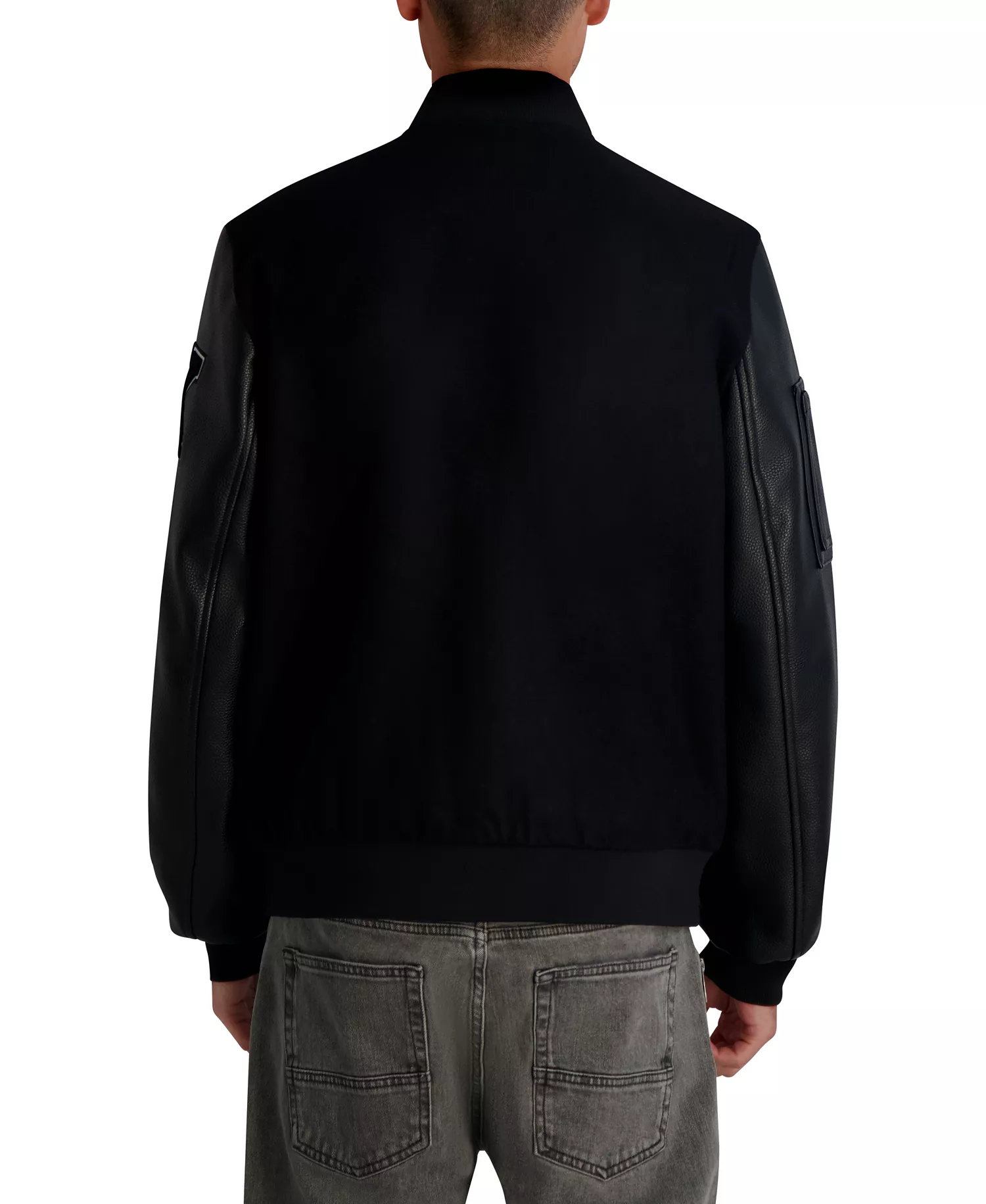 Men's Flat Head Karl Varsity Bomber Jacket - Black - L