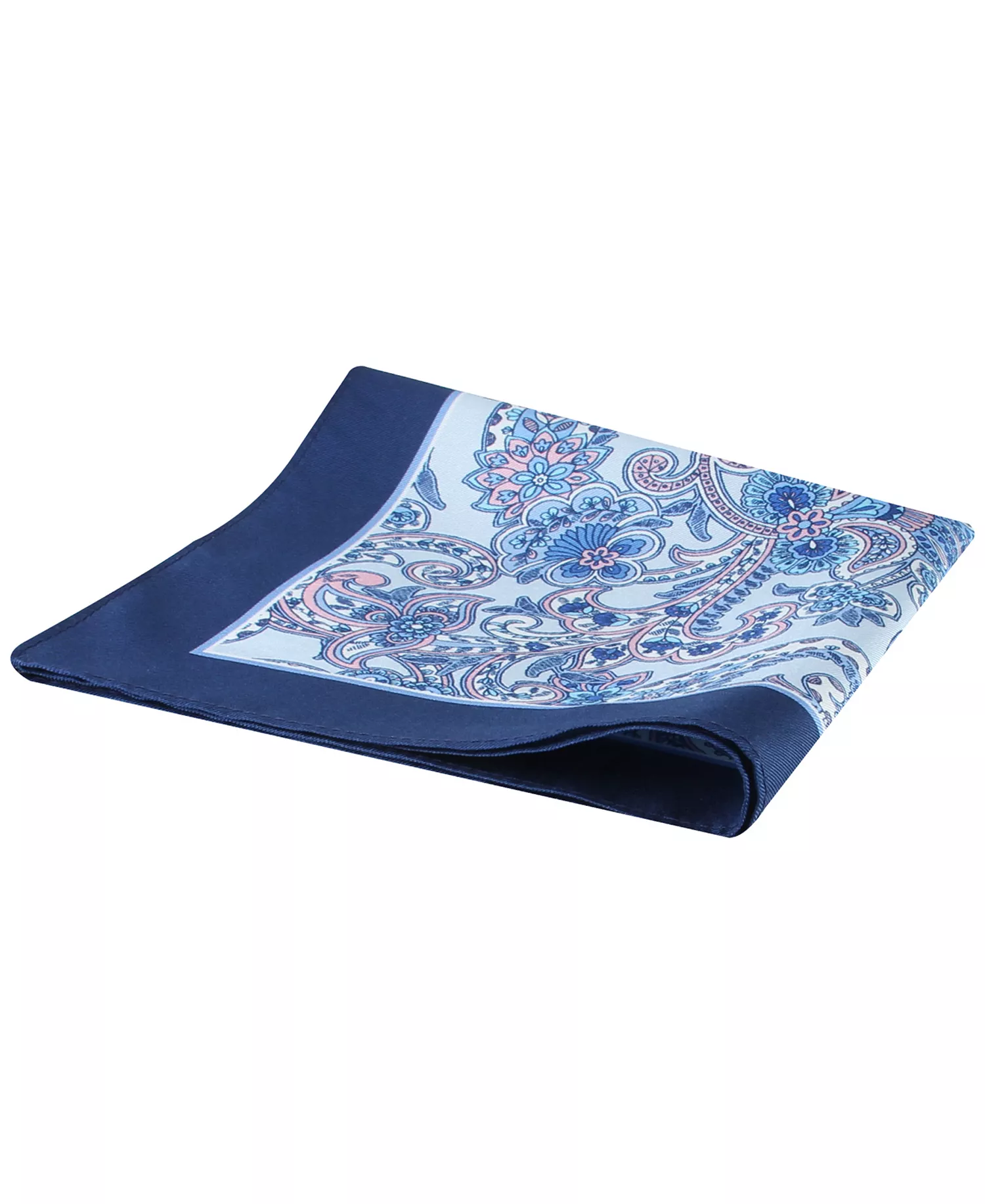 Men's Denim Paisley Bow Tie and Pocket Square, 2-Piece Set - Denim Blue - ONE SIZE