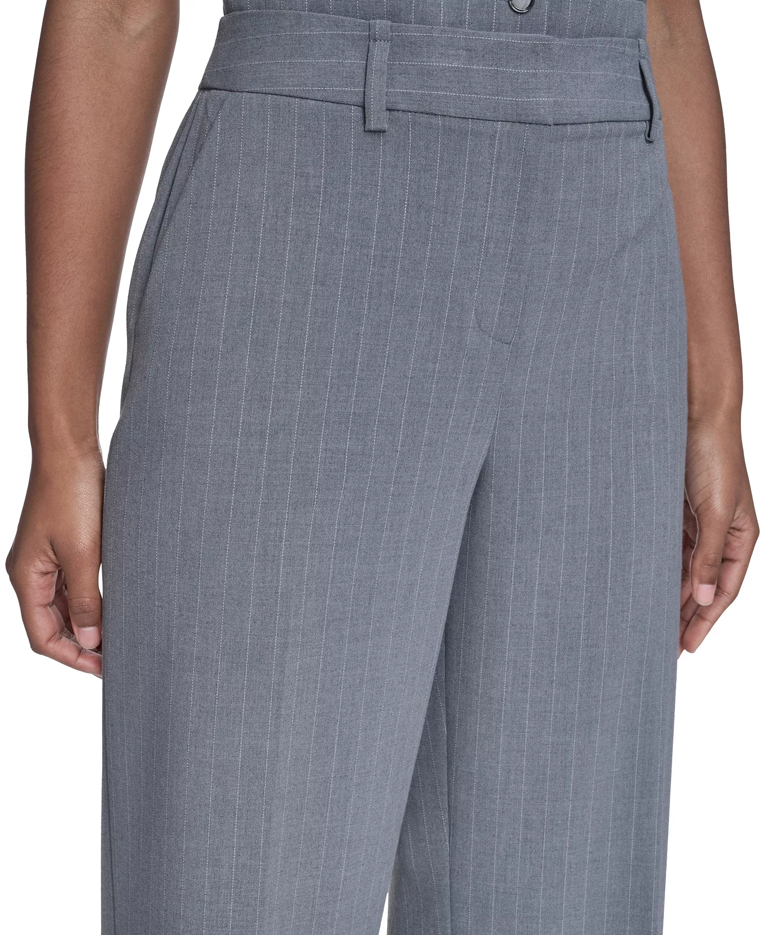 Women's Pinstripe Mid-Rise Pants - Heather Charcoal/cream - 10