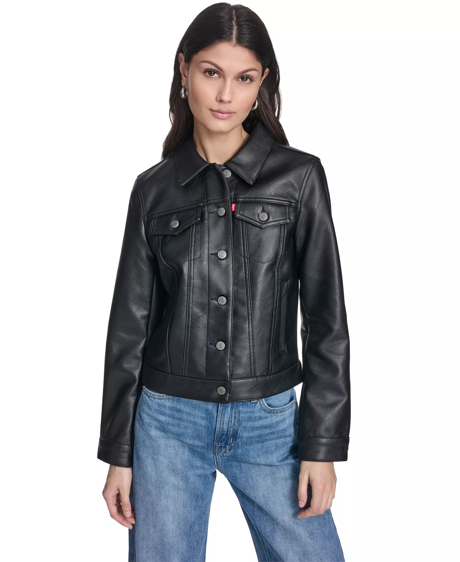 Women's Classic Sherpa Lined Trucker Jacket - Black - L
