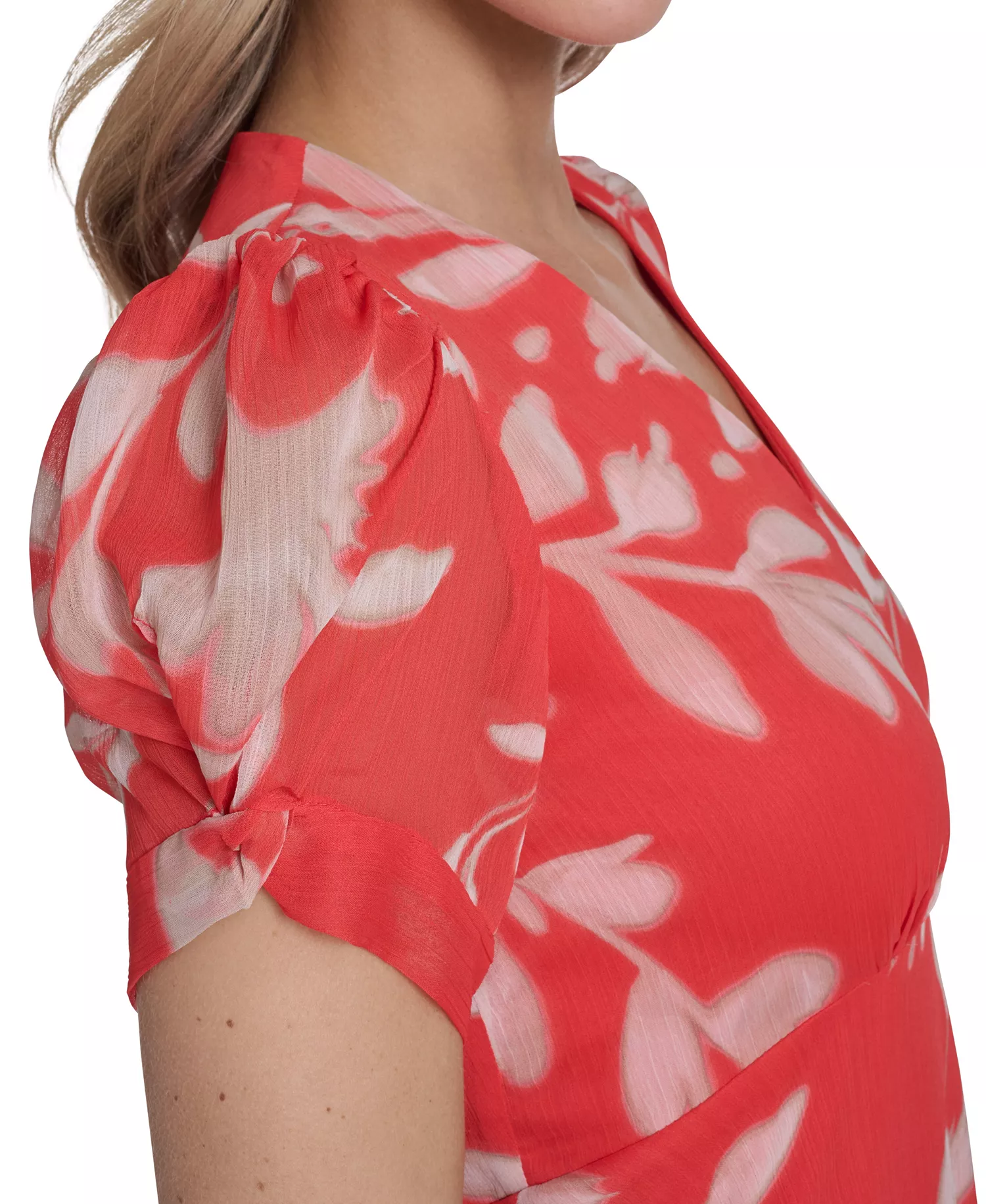 Women's Printed Puff-Sleeve Shift Dress - Ginger/Cashew - 10