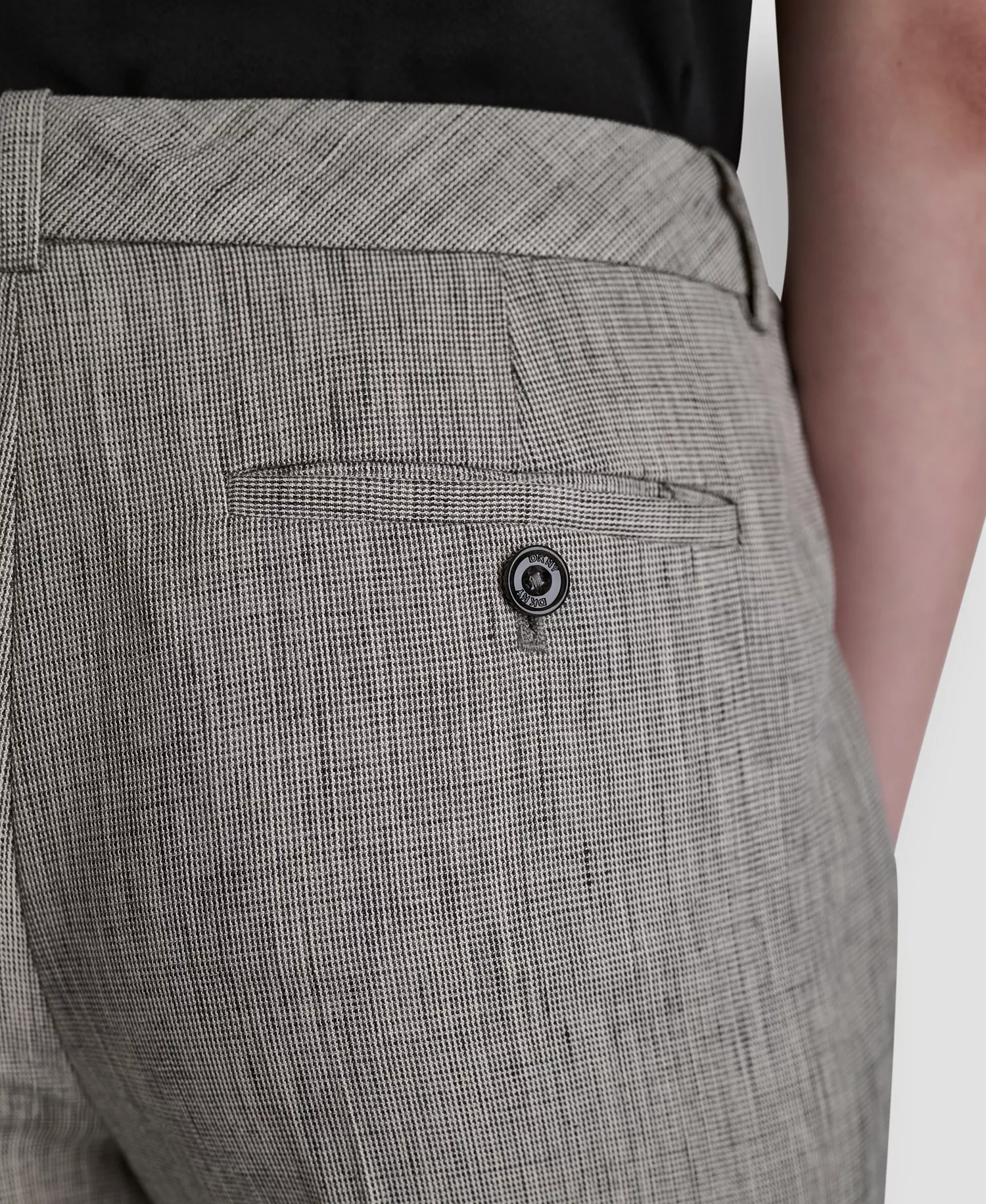 Petite Crosshatch Modern Fit Pants - Black/Coconut - 0P