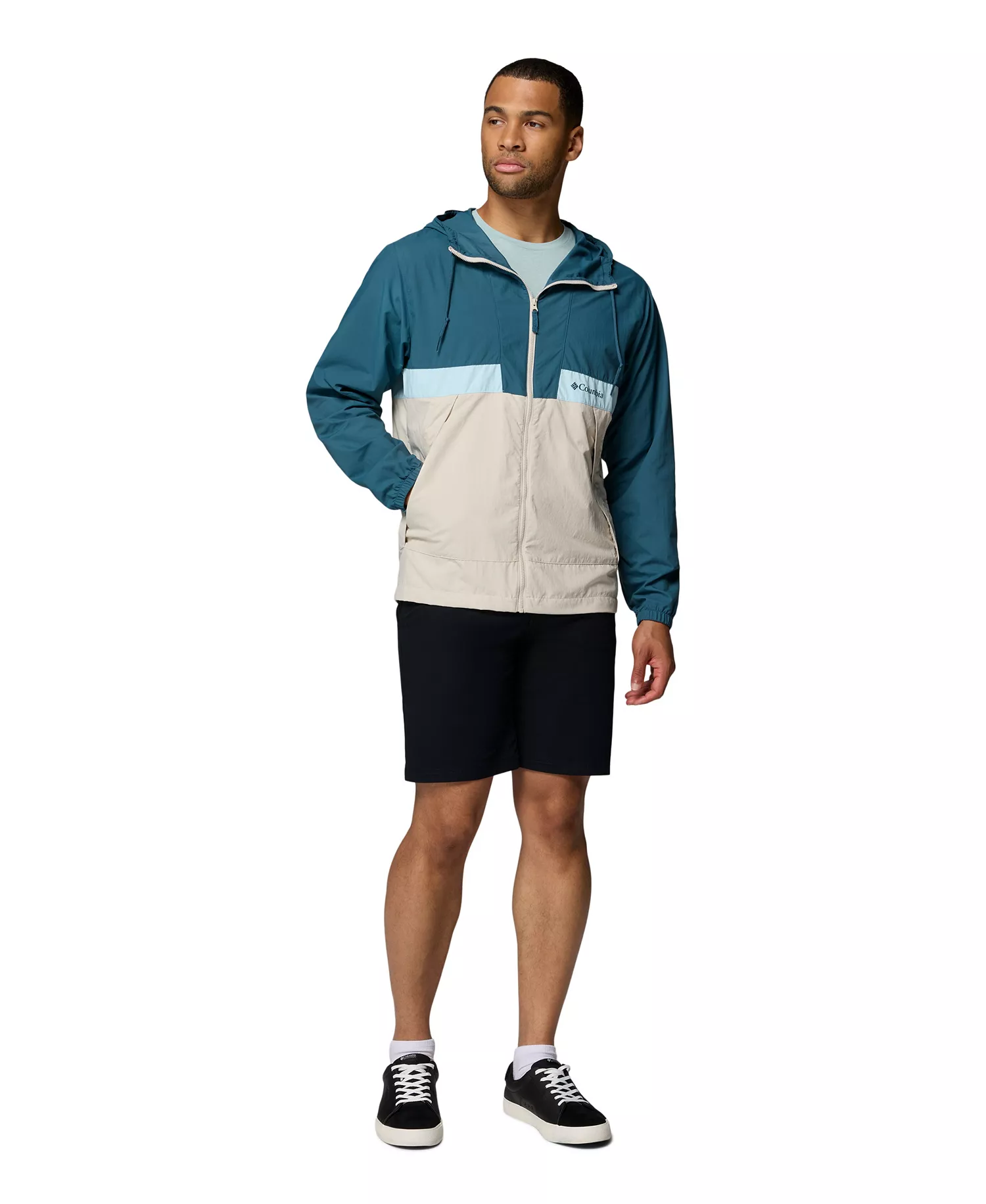 Men's Spire Valley™ Hooded Windbreaker - Black, Sha - L