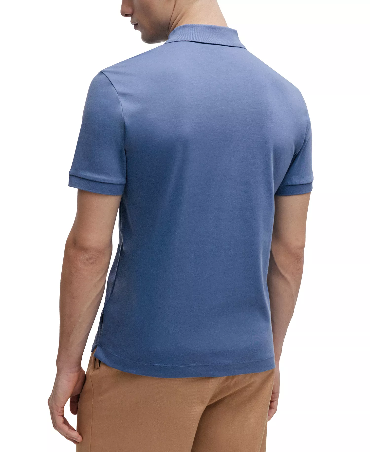 Men's Zip Placket Slim-Fit Polo Shirt - Open Blue - 2XL