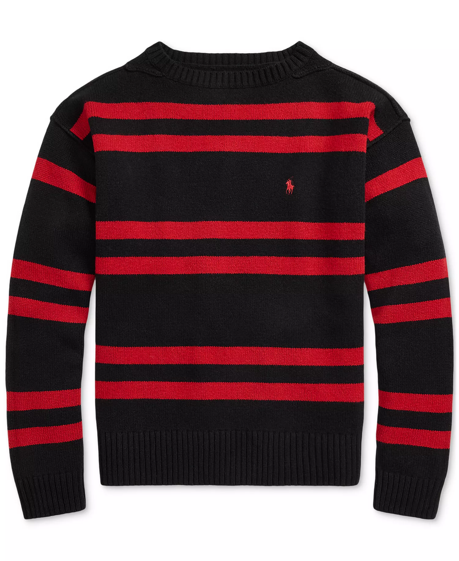 Men's Striped Wool Sweater - Polo Black Combo - 2XL