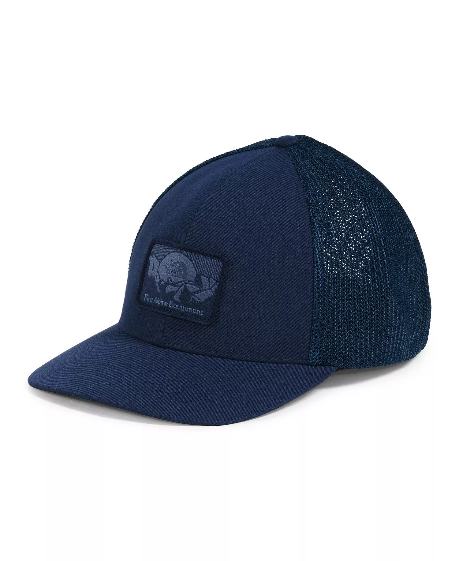Men's Fitted Truckee Trucker Hat - Summit navy, Shady blue, Mountainscape patch - L/XL