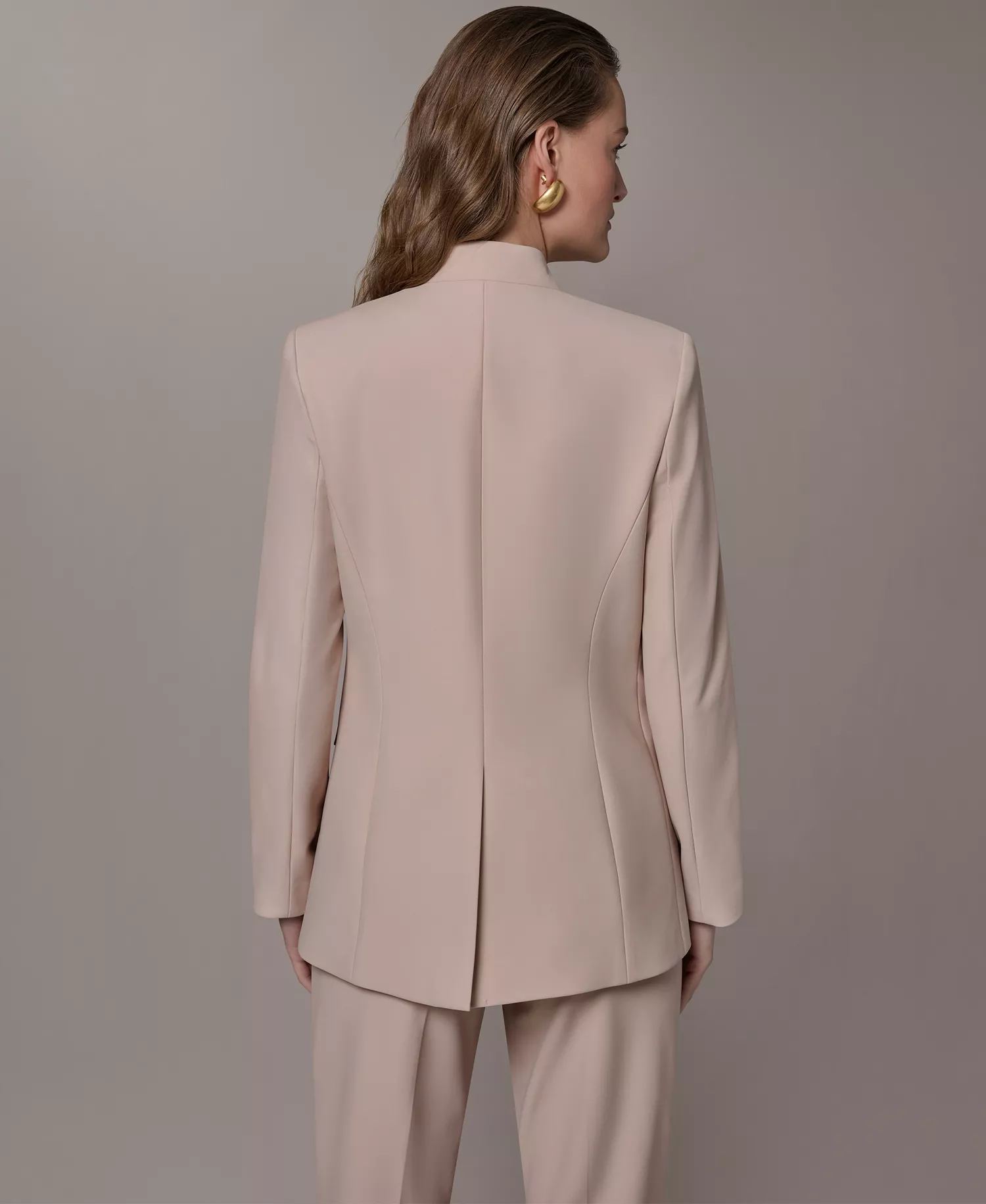 Women's 4-Button-Sleeve Blazer and Straight Leg Pants - Snow Petal - 0