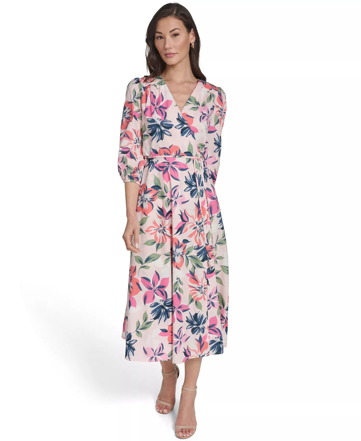 Women's Faux Wrap Midi Dress - Blossom Multi - 10