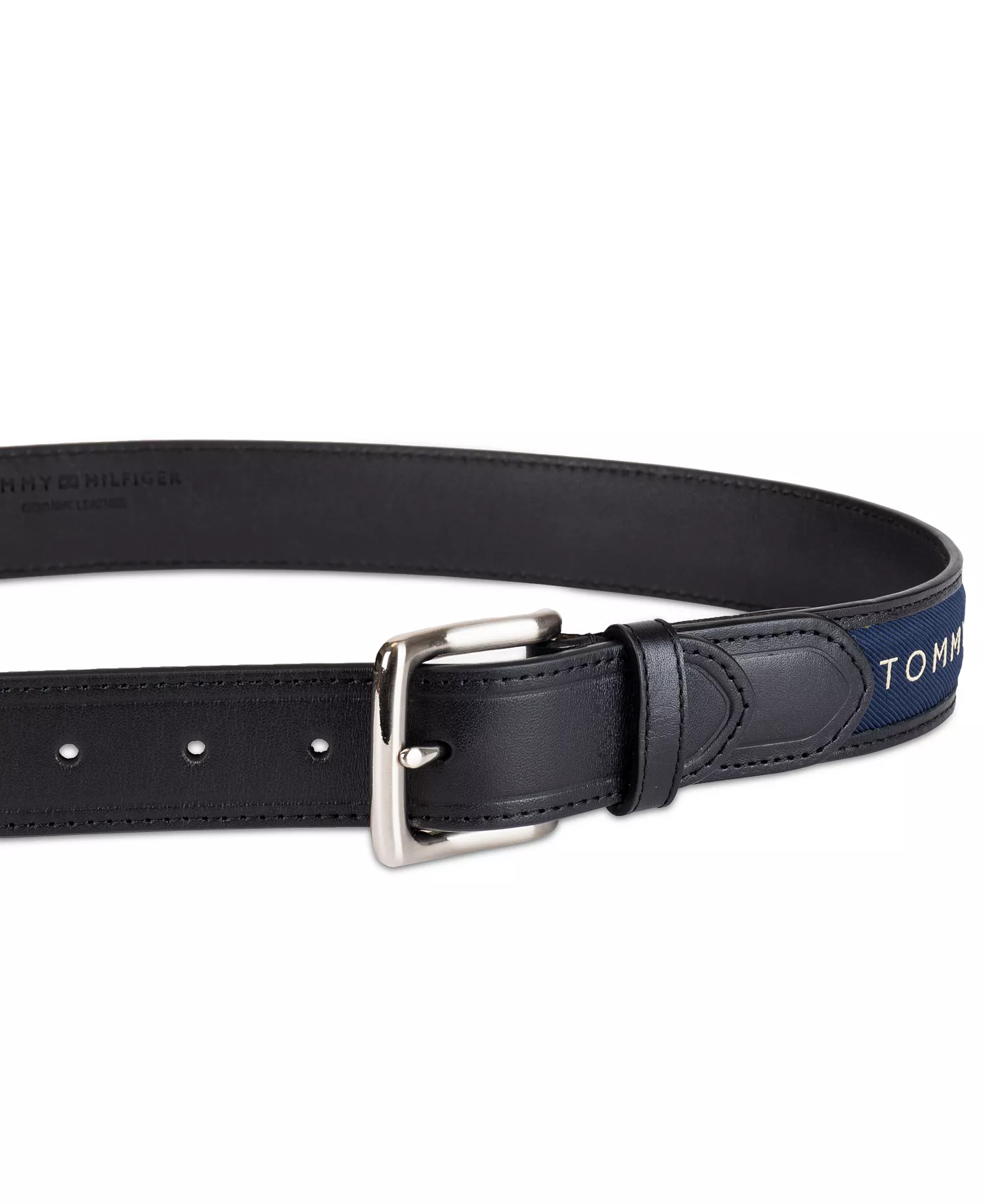 Men's Tri-Color Ribbon Inlay Leather Belt - Black - 30