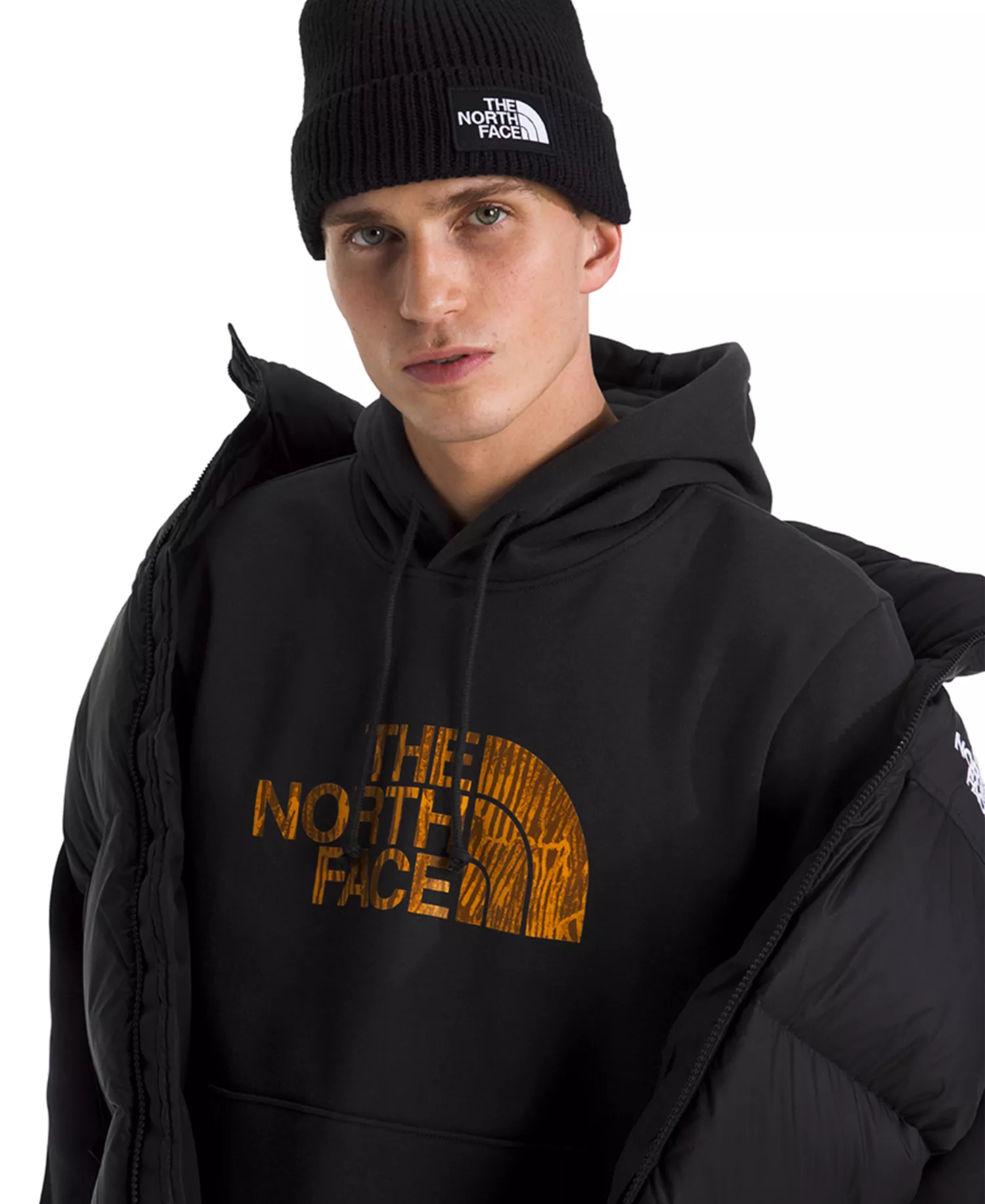 Men's Evolution Regenerative Ink Half Dome Hoodie - Black/Summit Gold Regenerative Ink Print - M