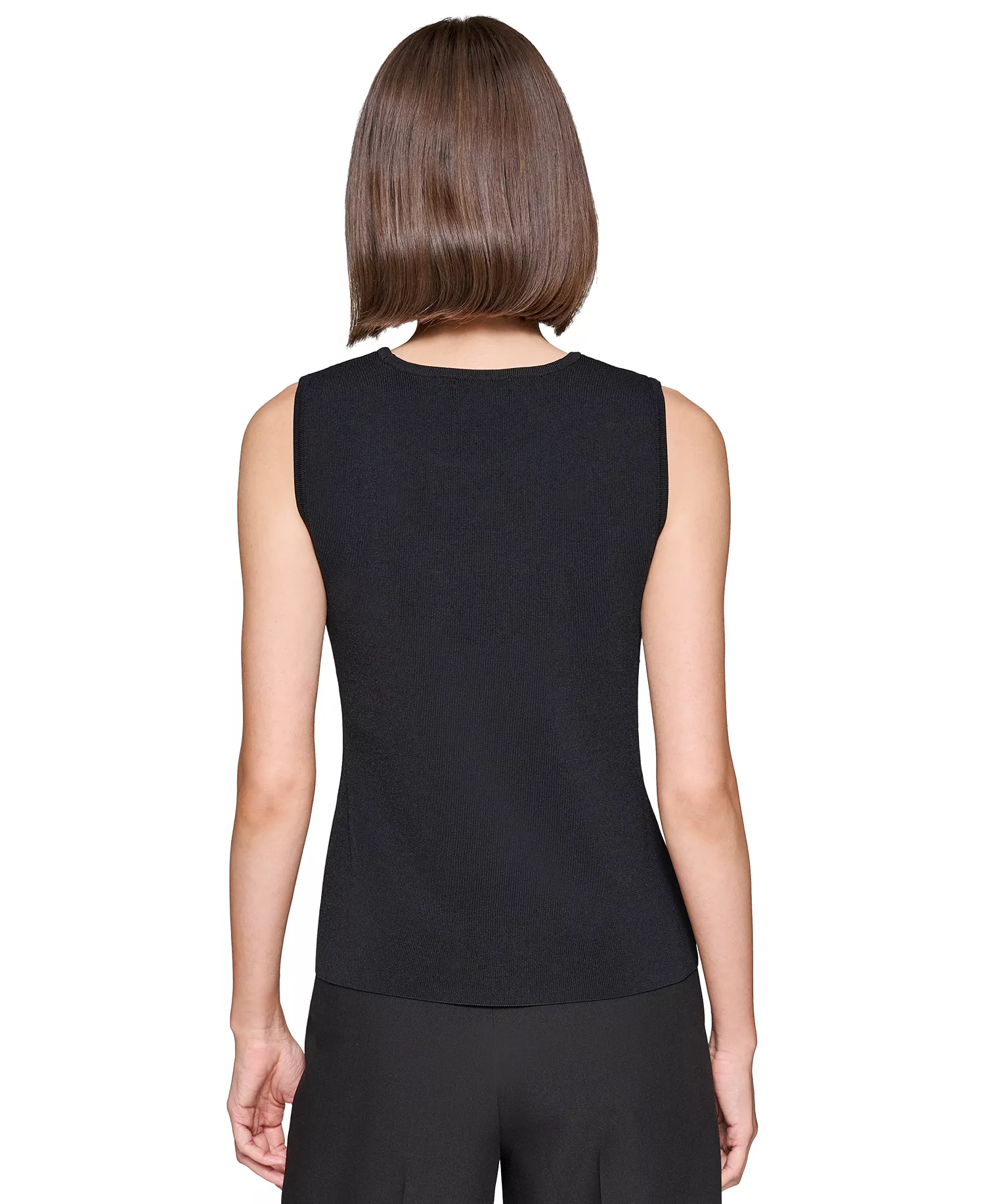 Karl Lagerfeld Women's Round-Neck Faux-Pearl Sleeveless Sweater Top - Black - L
