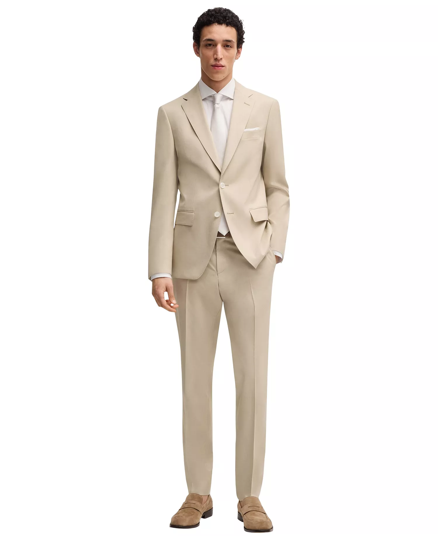 Men's Stretch Chiffon Formal Trouser Pants - Open Beige - 30R