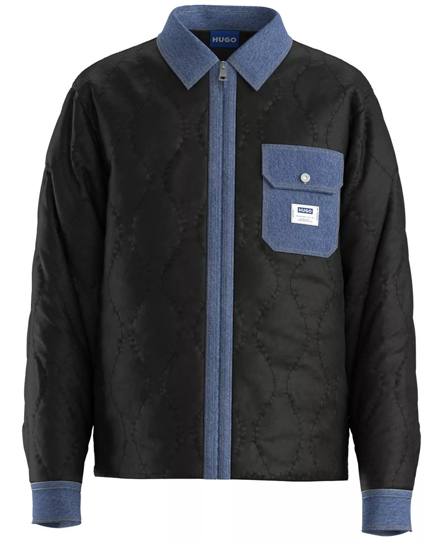 Men's Collared Overshirt Jacket - Black - M
