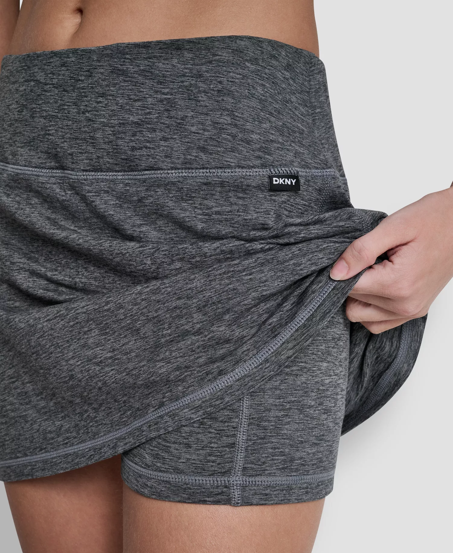 Women's Space-Dye Pull-On Bike Skort - Black Spacedye - L