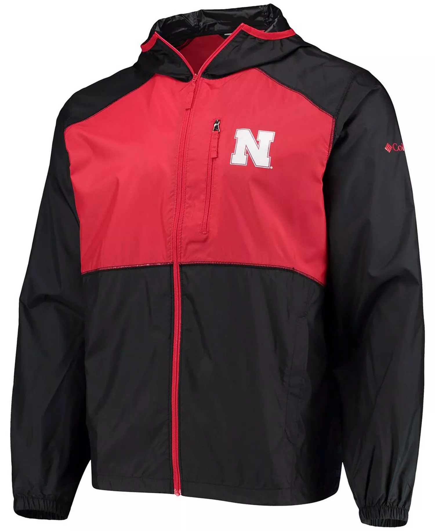 Men's Black, Scarlet Nebraska Huskers Flash Forward Hoodie Full-Zip Windbreaker Jacket - Black - M