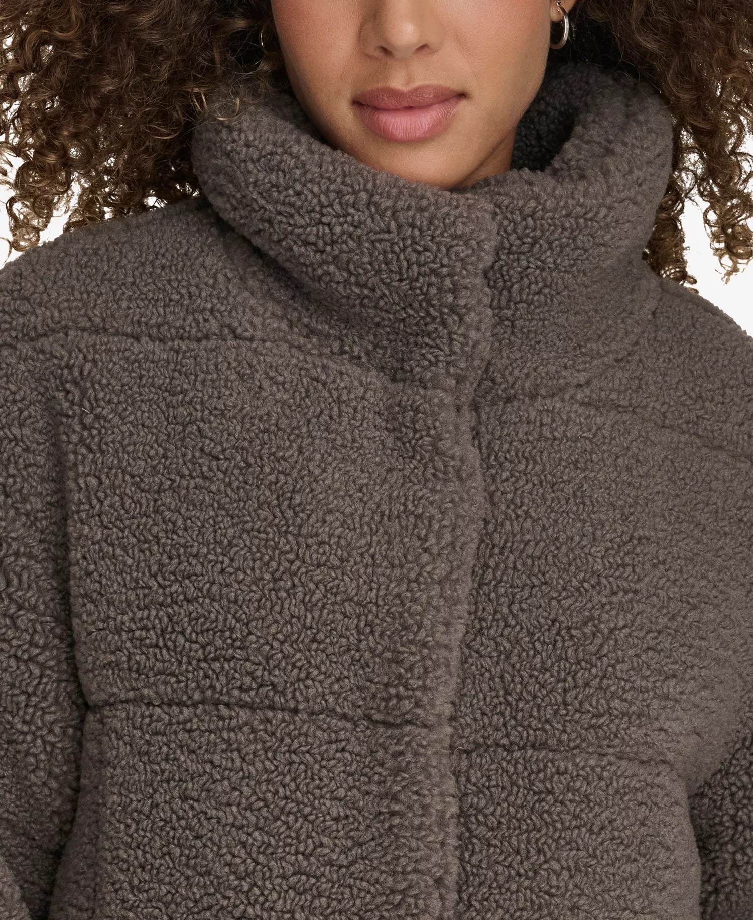 Women's Short Sherpa Teddy Jacket - Carbon Grey - Large