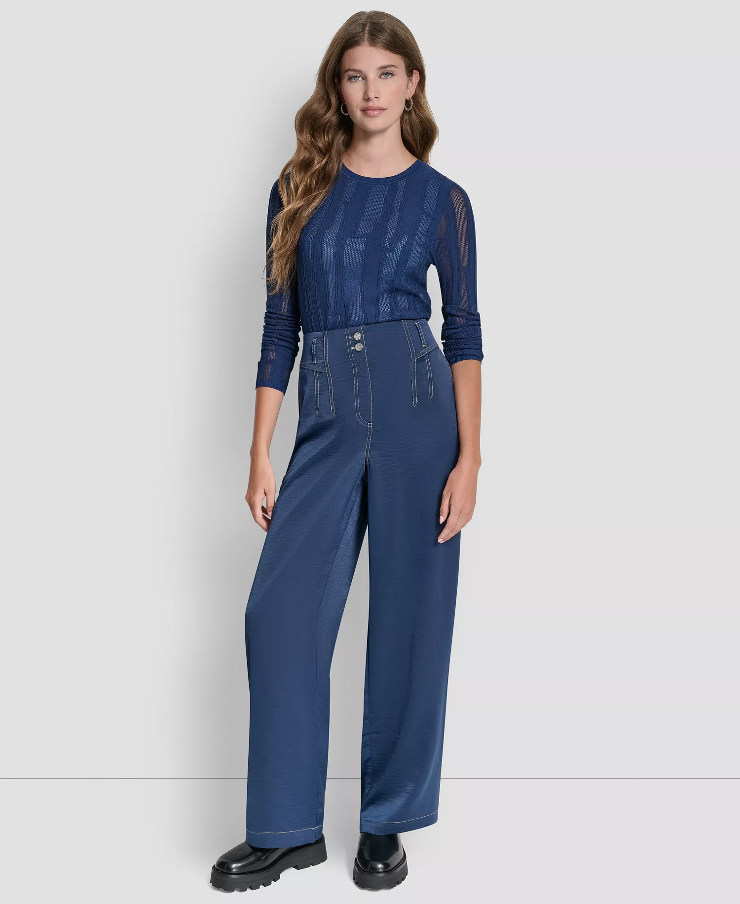 Women's Top Stitch Glazed Dressing Trousers - Hudson Blue - 0