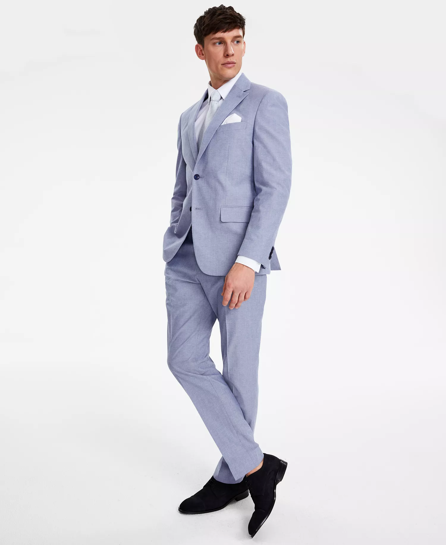 Men's Modern-Fit TH Flex Stretch Chambray Suit Separates - Blue - 36R
