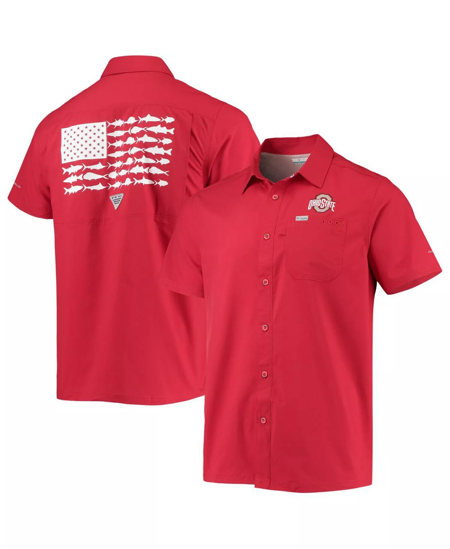 Men's Scarlet Ohio State Buckeyes Slack Tide Camp Button-Up Shirt - Scarlet - L