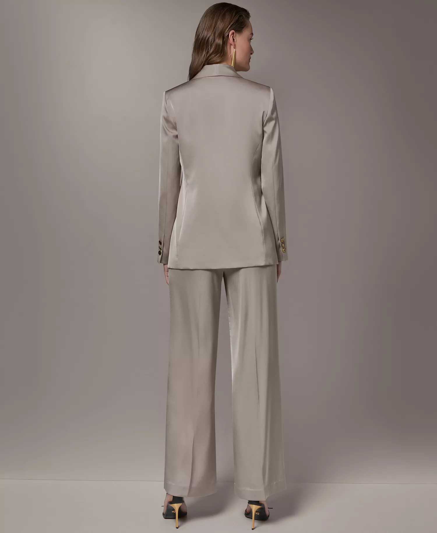 Women's One-Button Blazer and Wide-Leg Pants - Turin - 0