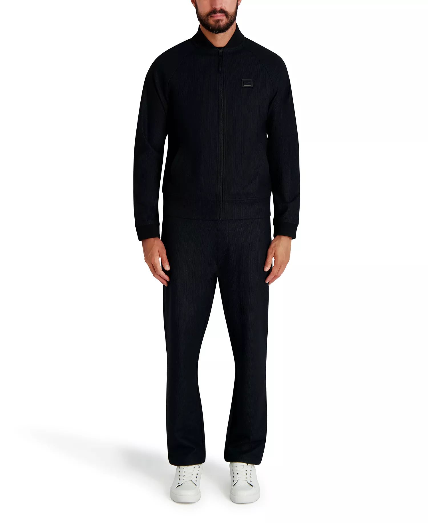 Men's Logo Patch Track Bomber Jacket - Black - 2XL