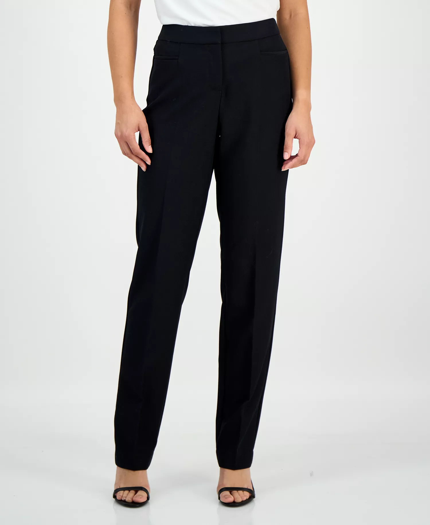 L-Pocket Straight-Leg Pants, Created for Macy's - Deep Black - 0