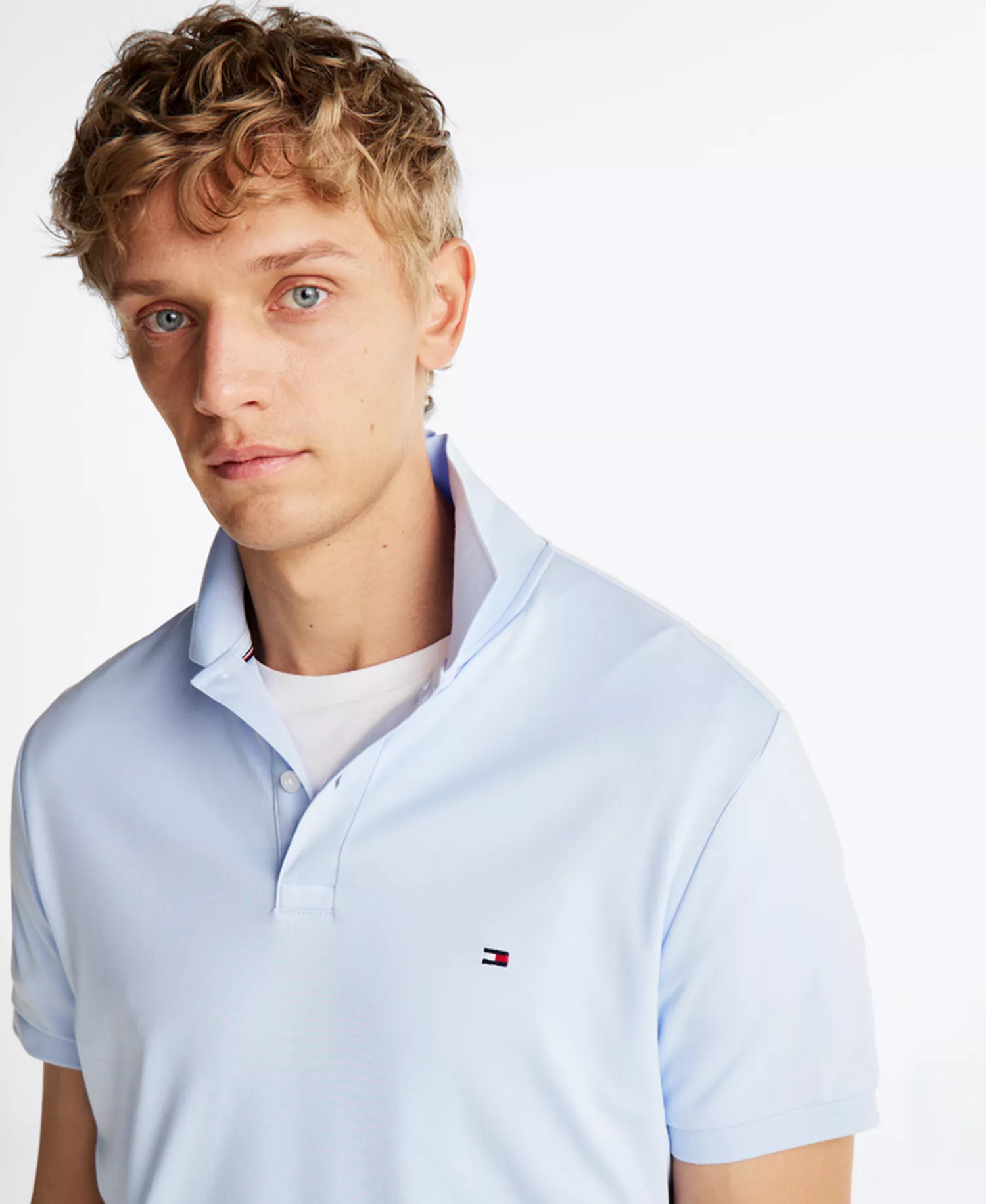 Men's Regular-Fit Ultra Soft Liquid Cotton Polo Shirts - Breezy Blue - L