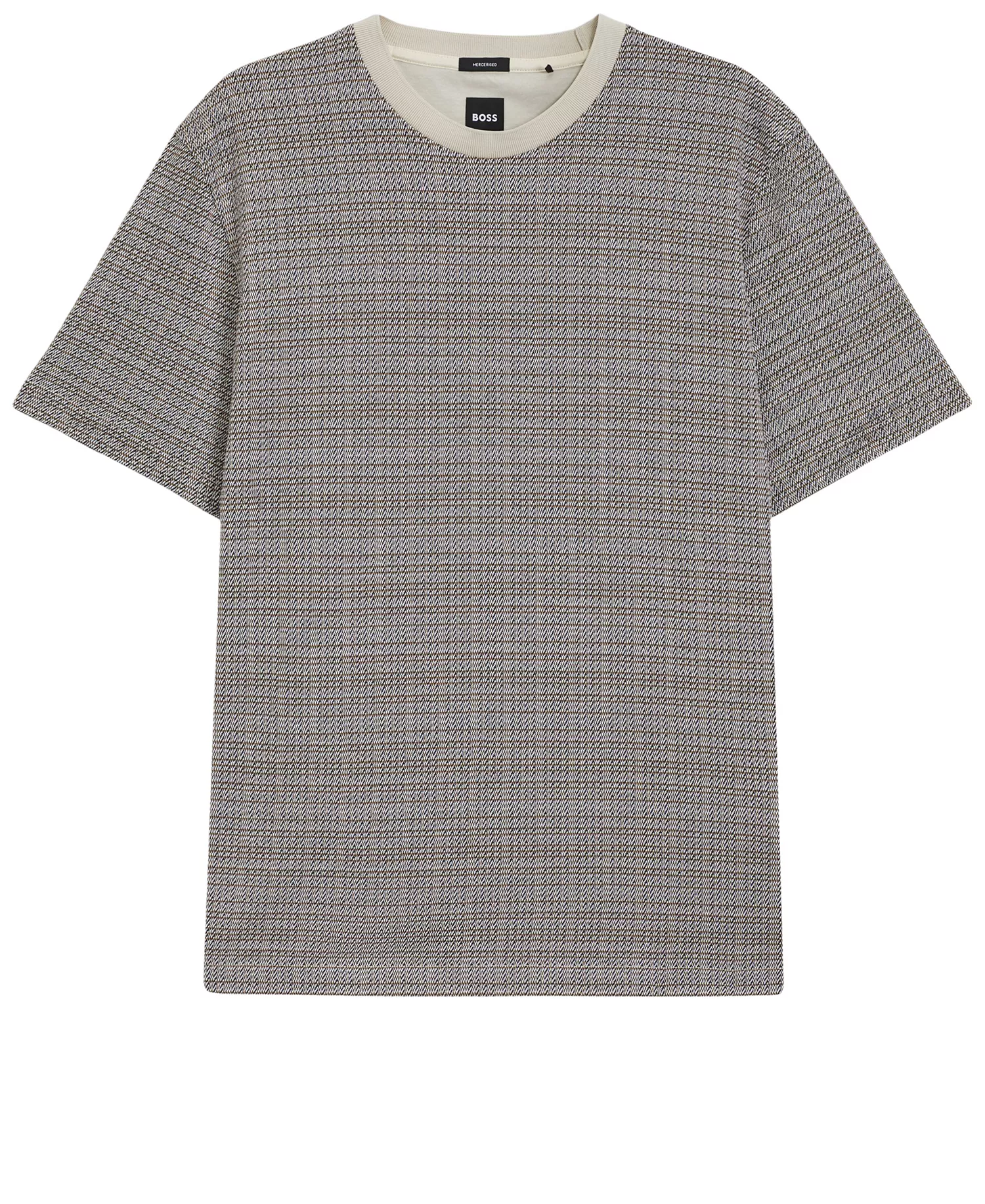 Men's Grid Pattern Mercerized-Cotton T-Shirt - Open White - L
