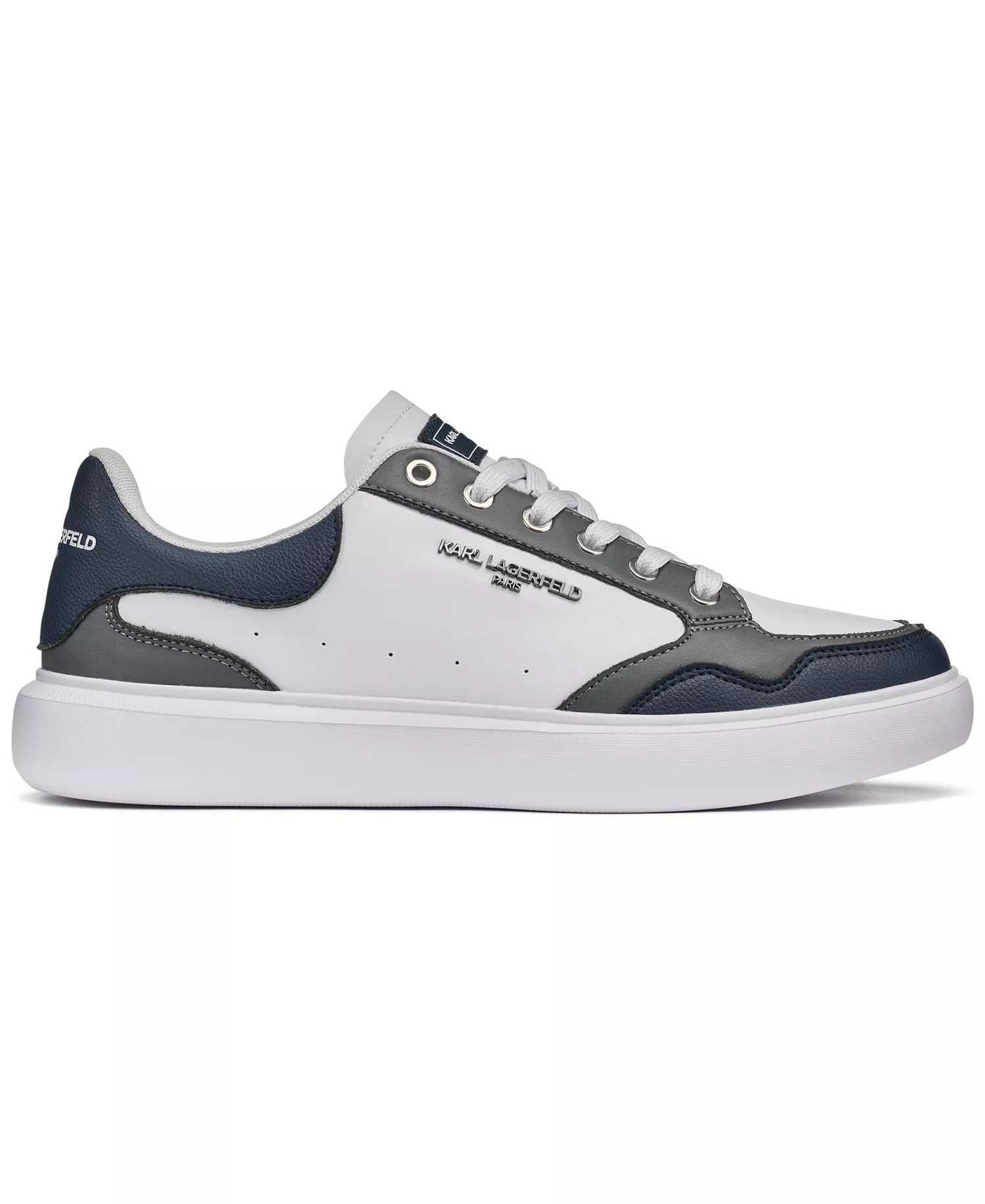 Men's Multi-Color Side Logo Bit Sneakers - White Navy - 10.5M