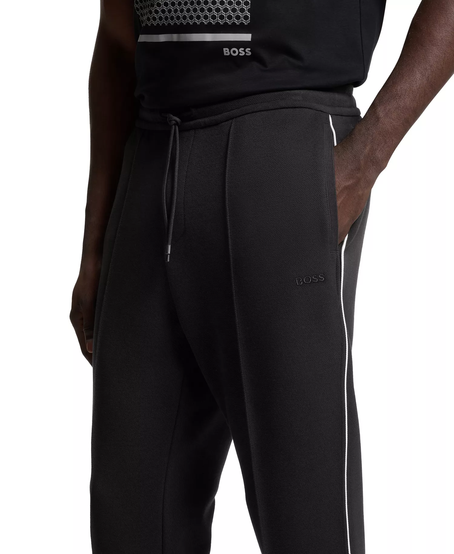 Men's Cotton-Blend Tracksuit Pants - Black - 2XL