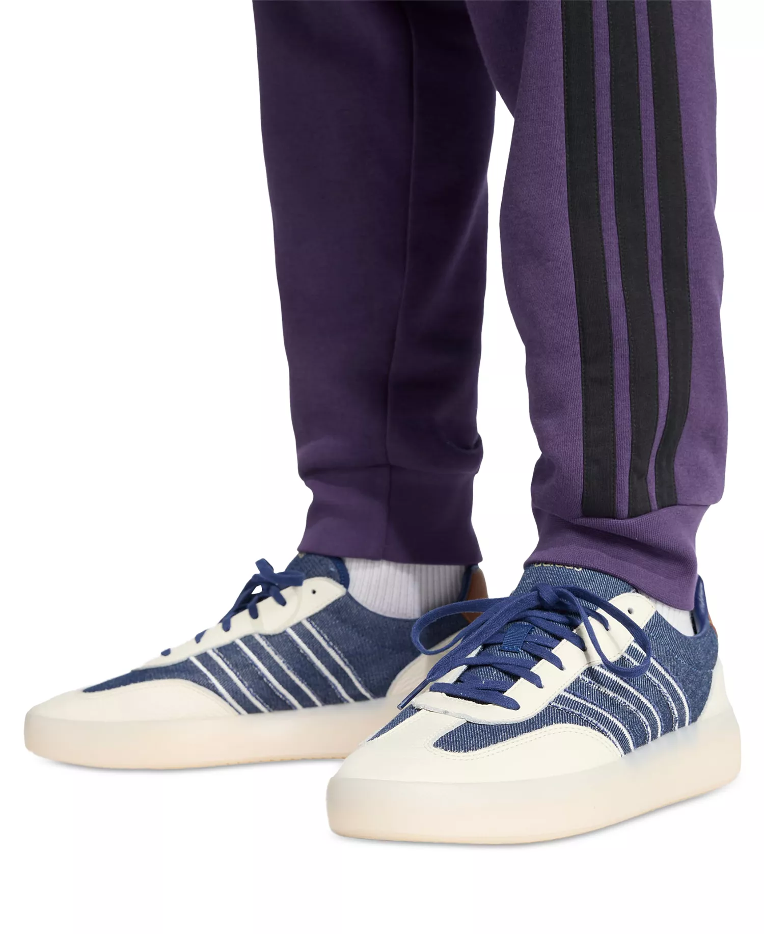 Men's Essentials Regular-Fit 3-Stripes Fleece Joggers - Aurora Plum/Black - 2XL