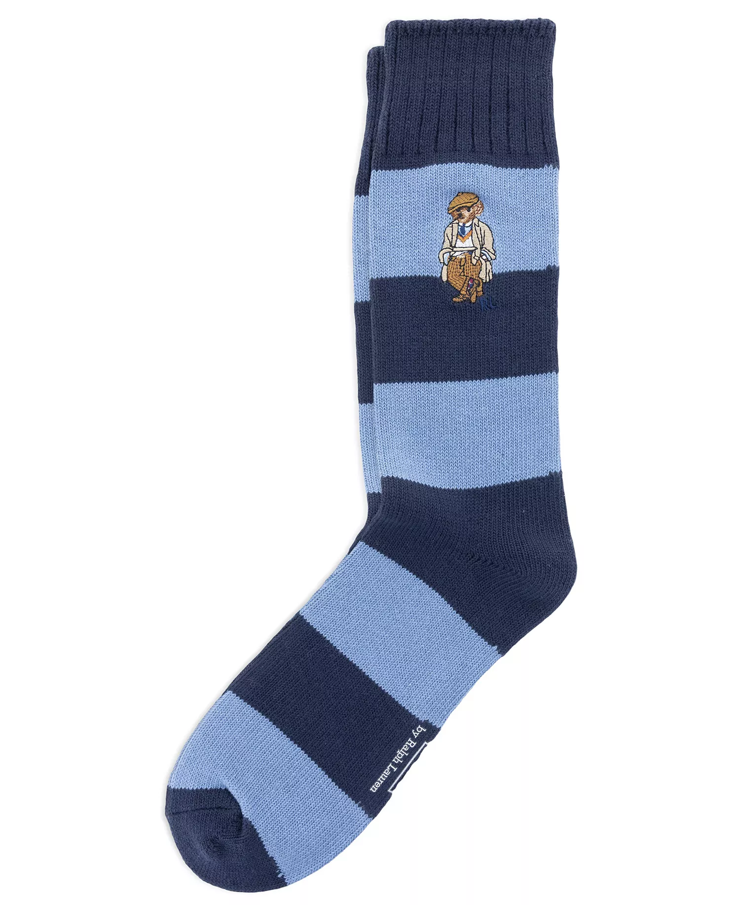 Men's Embroidered Rugby Bear Socks - Blue - 7-12