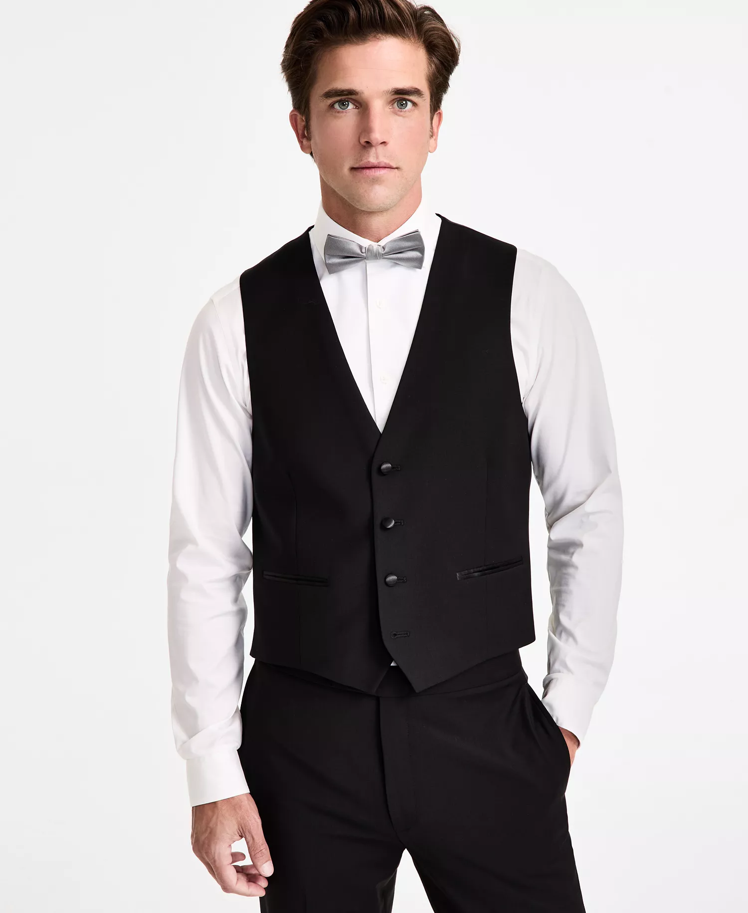 Men's Slim-Fit Wool-Blend Tuxedo Separates - Black - L