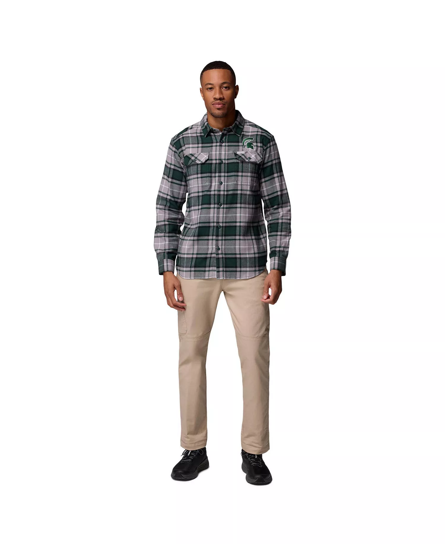 Men's Green Michigan State Spartans Flare Gun Omni-Wick Flannel Long Sleeve Button-Up Shirt - Green - L
