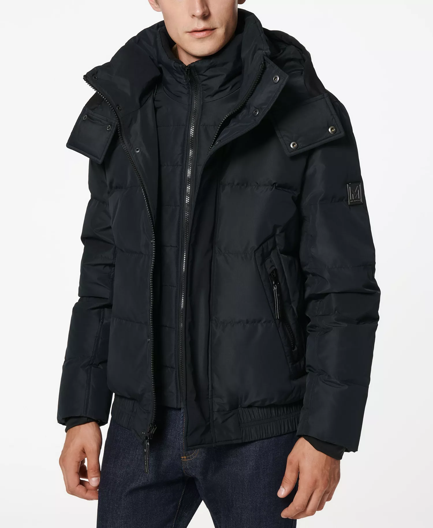 Men's Phoenix Down Bomber Jacket with Bib - Black - 2XL