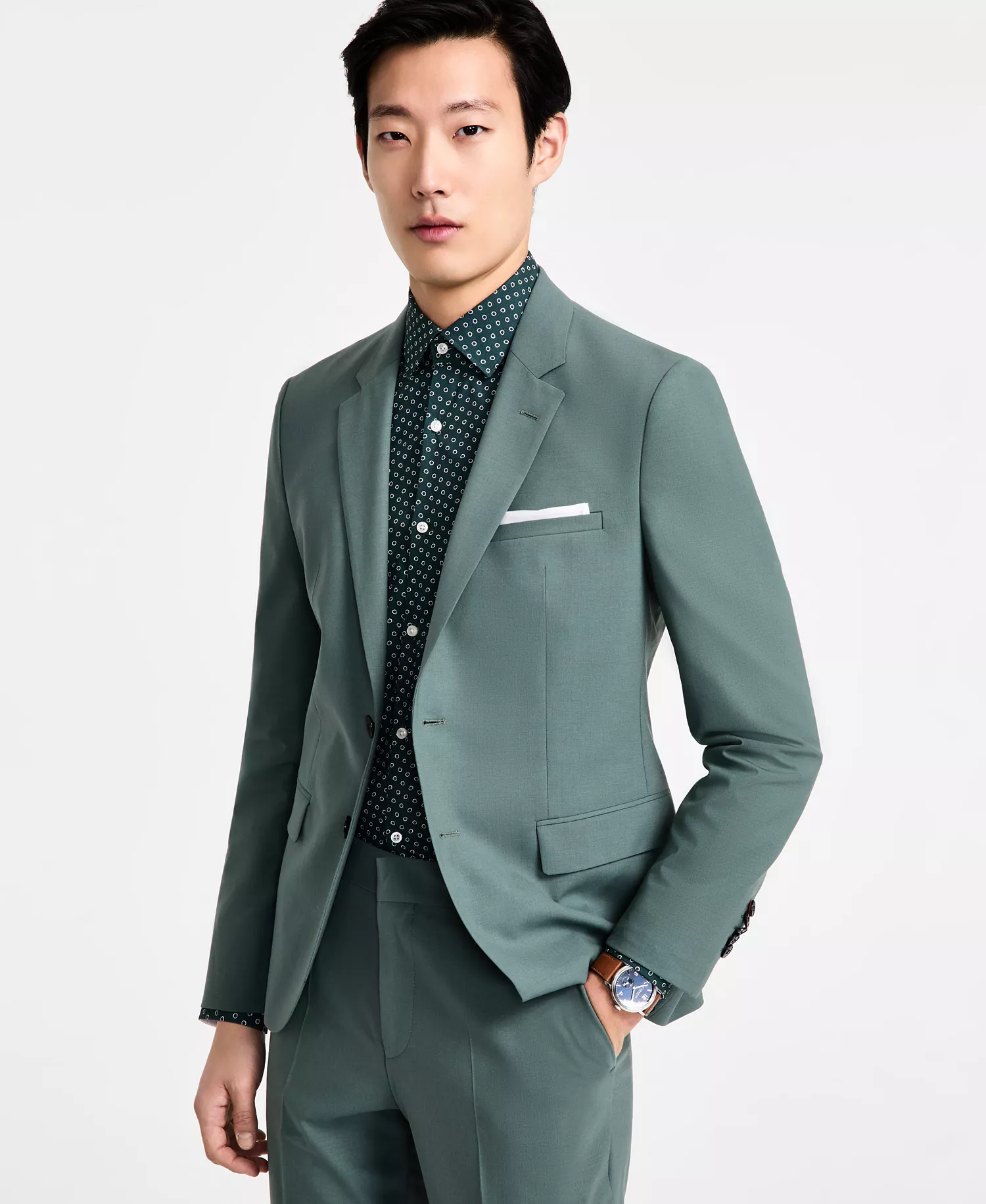 Men's Modern-Fit Wool Blend Suit Separate  - Open Green - 36R