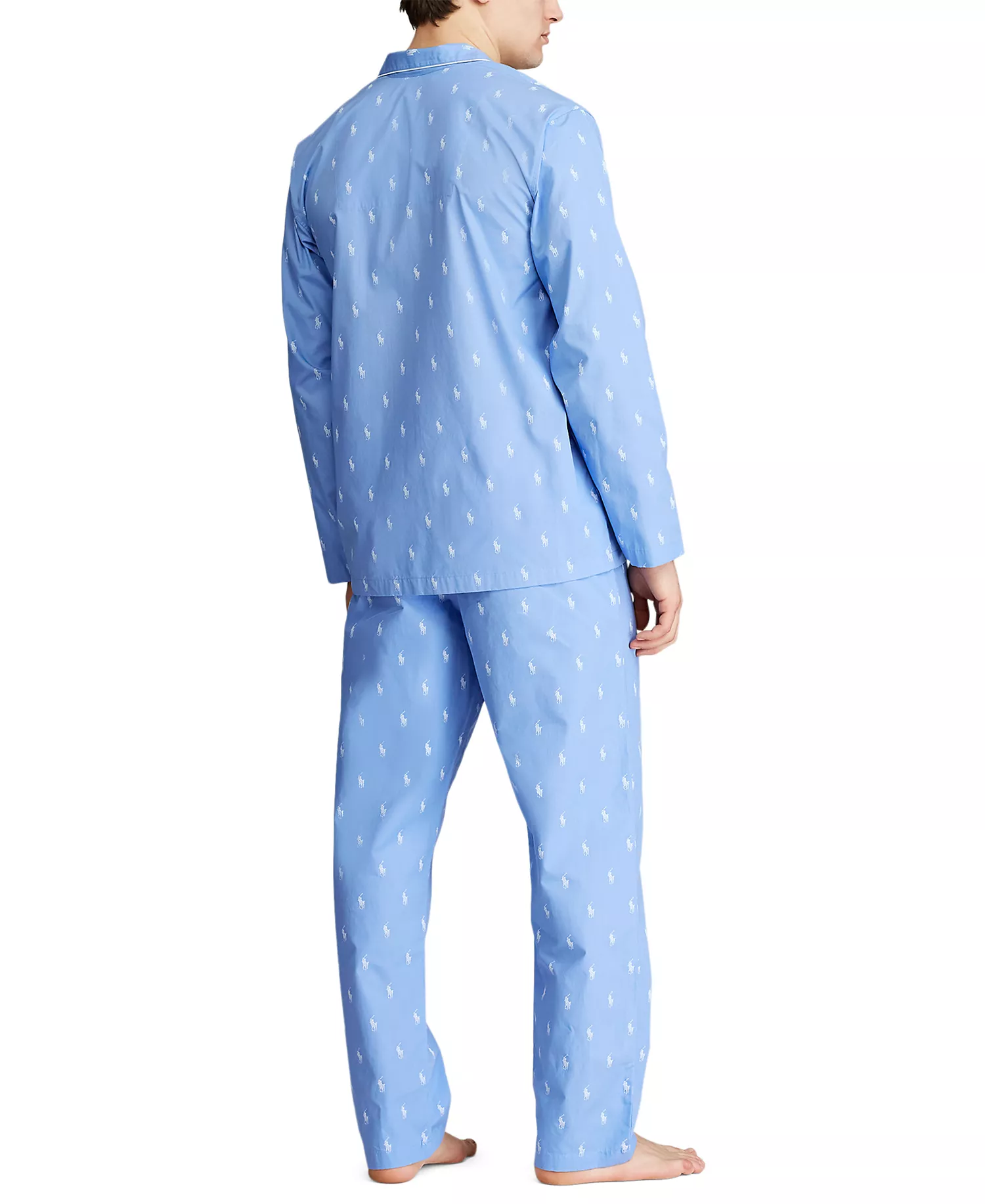Men's All Over Polo Player Pajama Shirt - Beach Blue - L