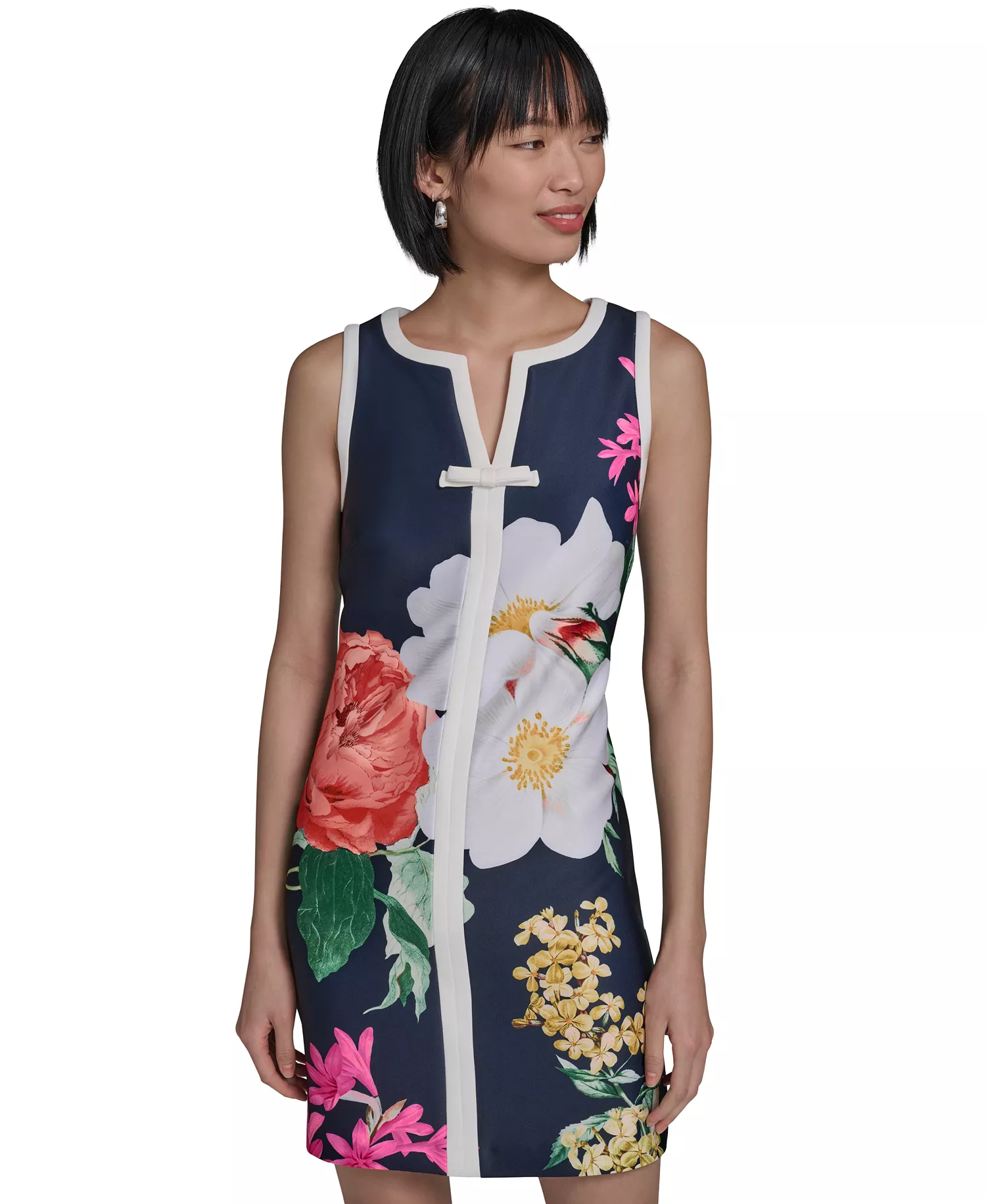 Women's Sleeveless Printed Dress - Marine/Camelia Mlt/Sf White - 0