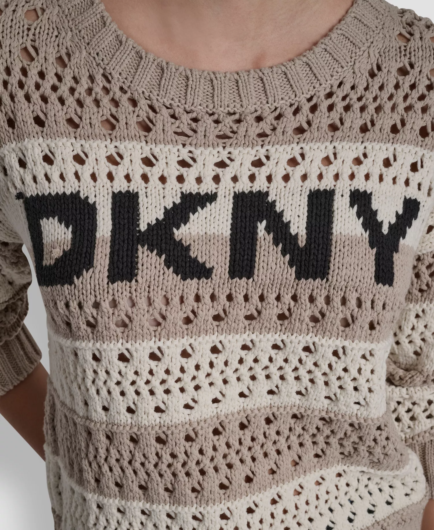 Petite Long-Sleeve Stripe Sweater - Pebble/ivory - PL