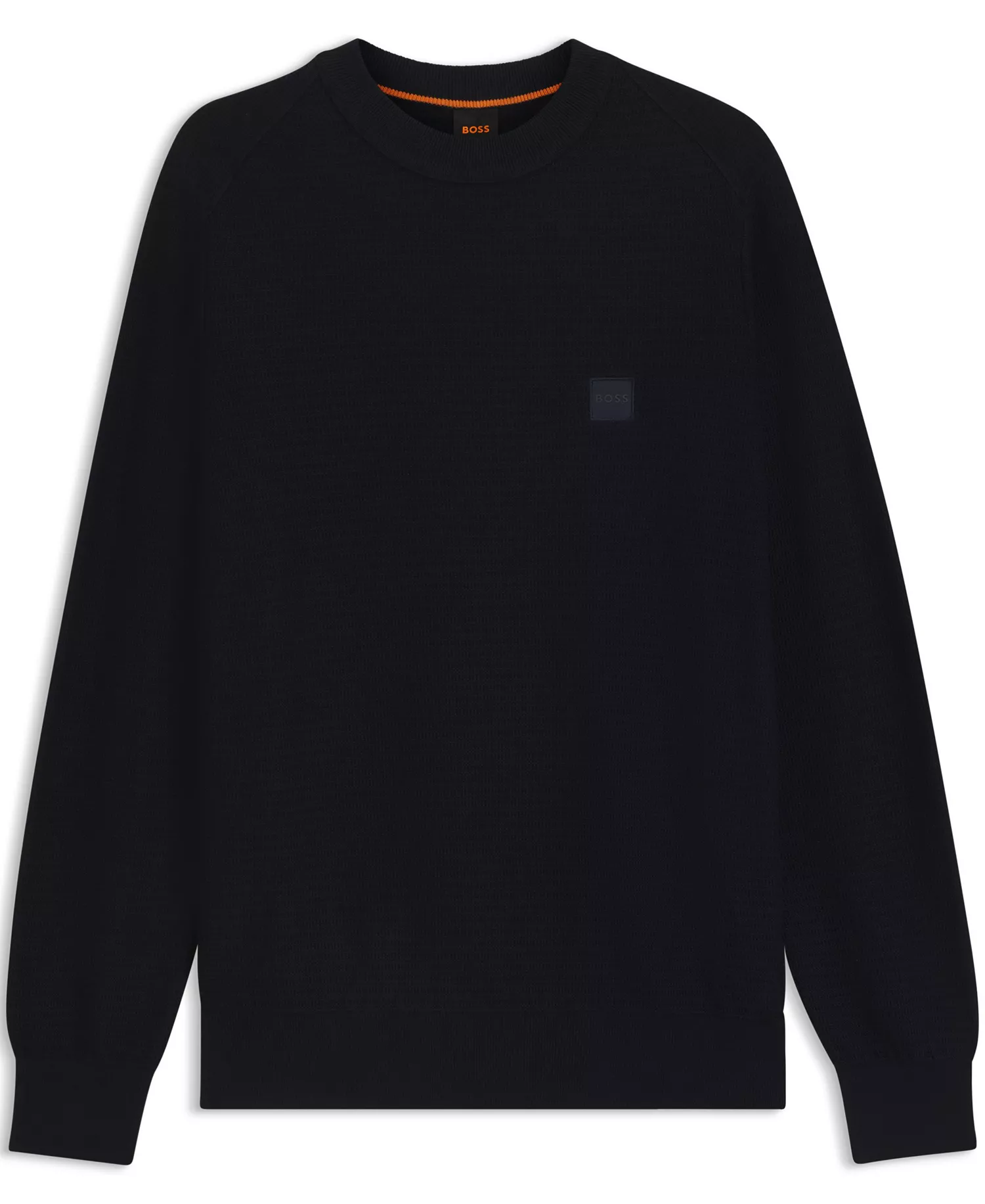 Men's Cashmere Cotton Logo Patch Structured Sweater - Dark Blue - L