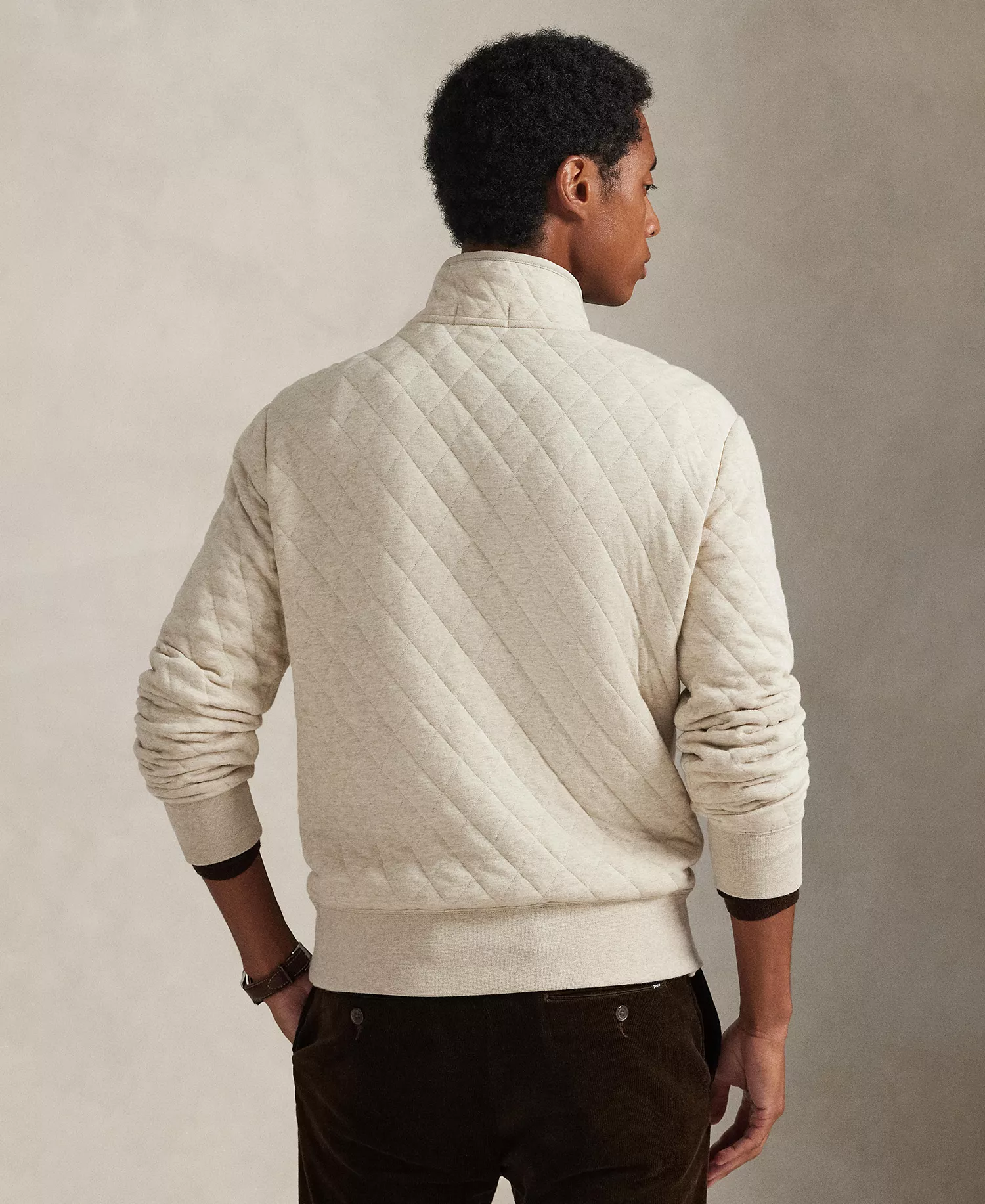 Men's Quilted Double-Knit Jersey Pull-On Sweater - Expedition Dune Heather - L