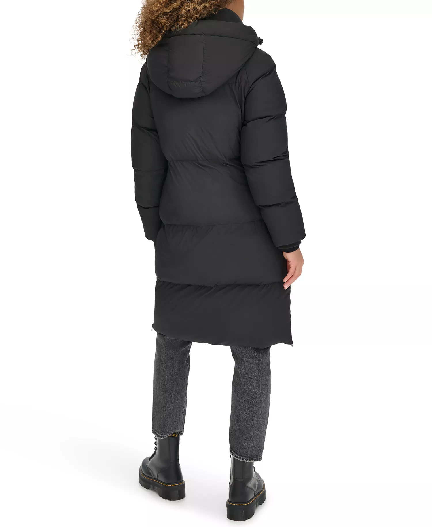 Women's Mid-Length Puffer Jacket - Black - L