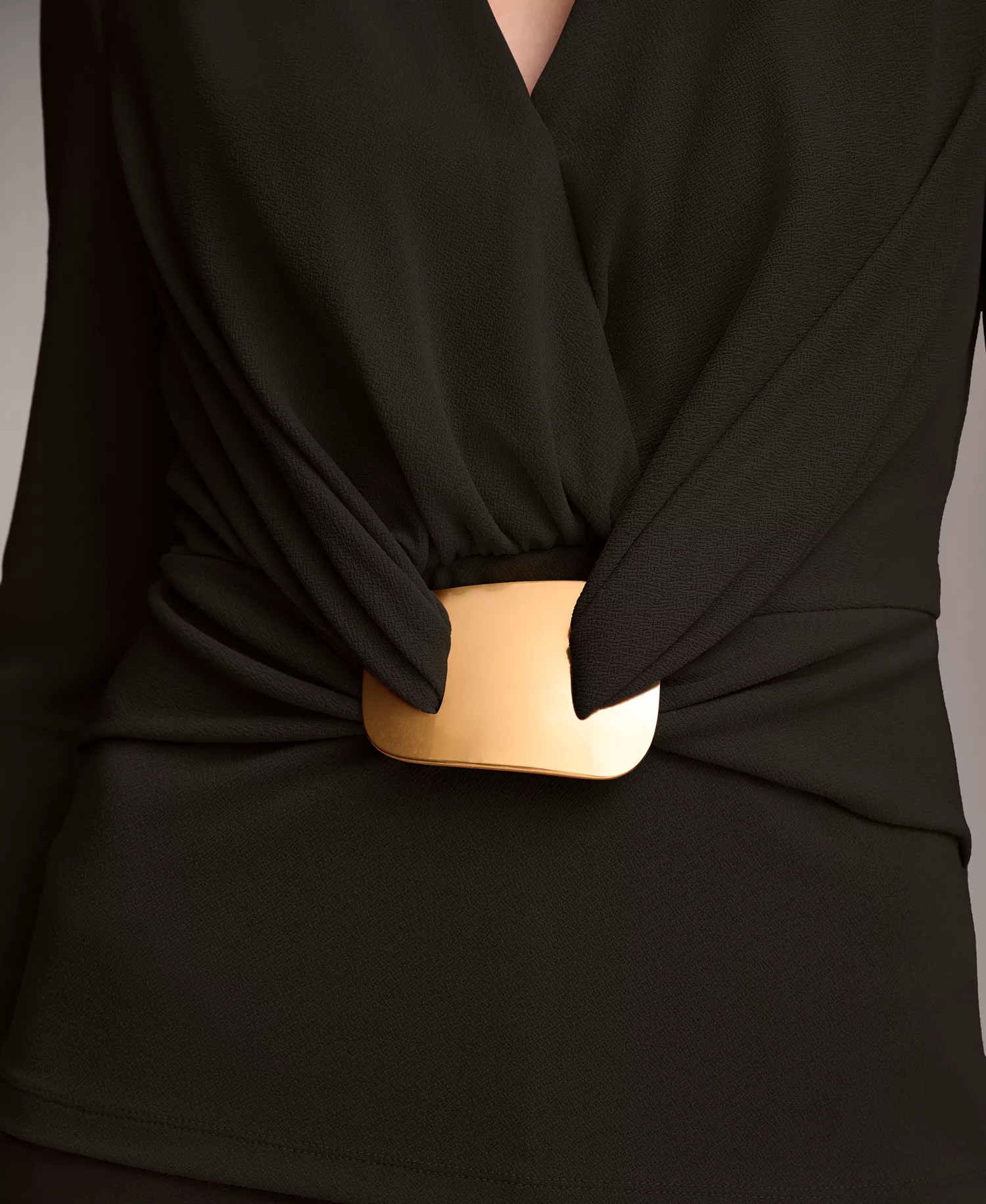 Women's Faux-Wrap Hardware Top - Black - L
